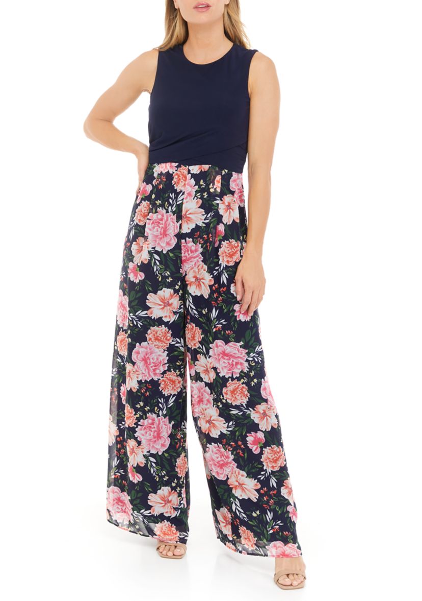 Womens Sleeveless Floral Printed Jumpsuit 
