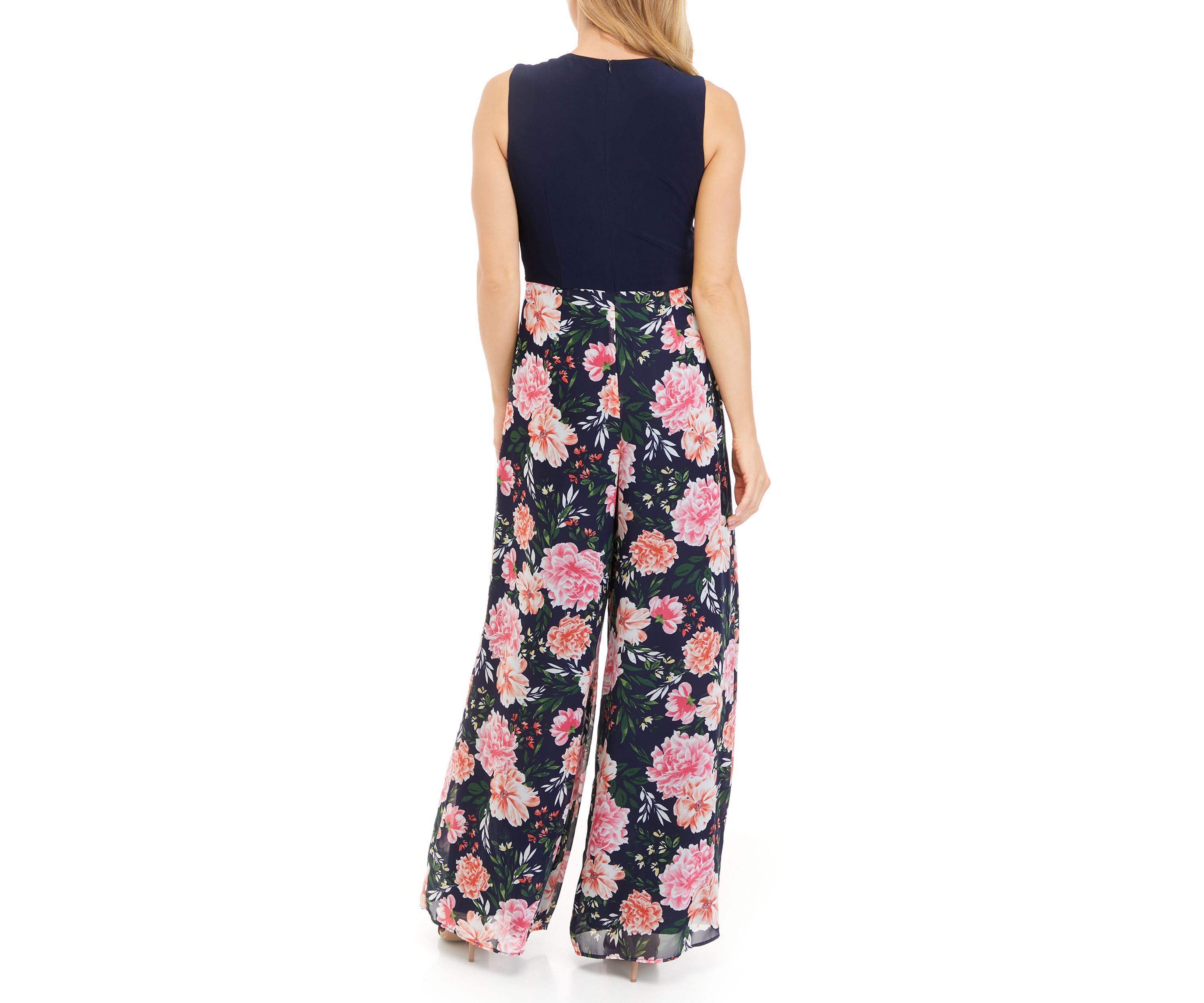 Womens Sleeveless Floral Printed Jumpsuit 