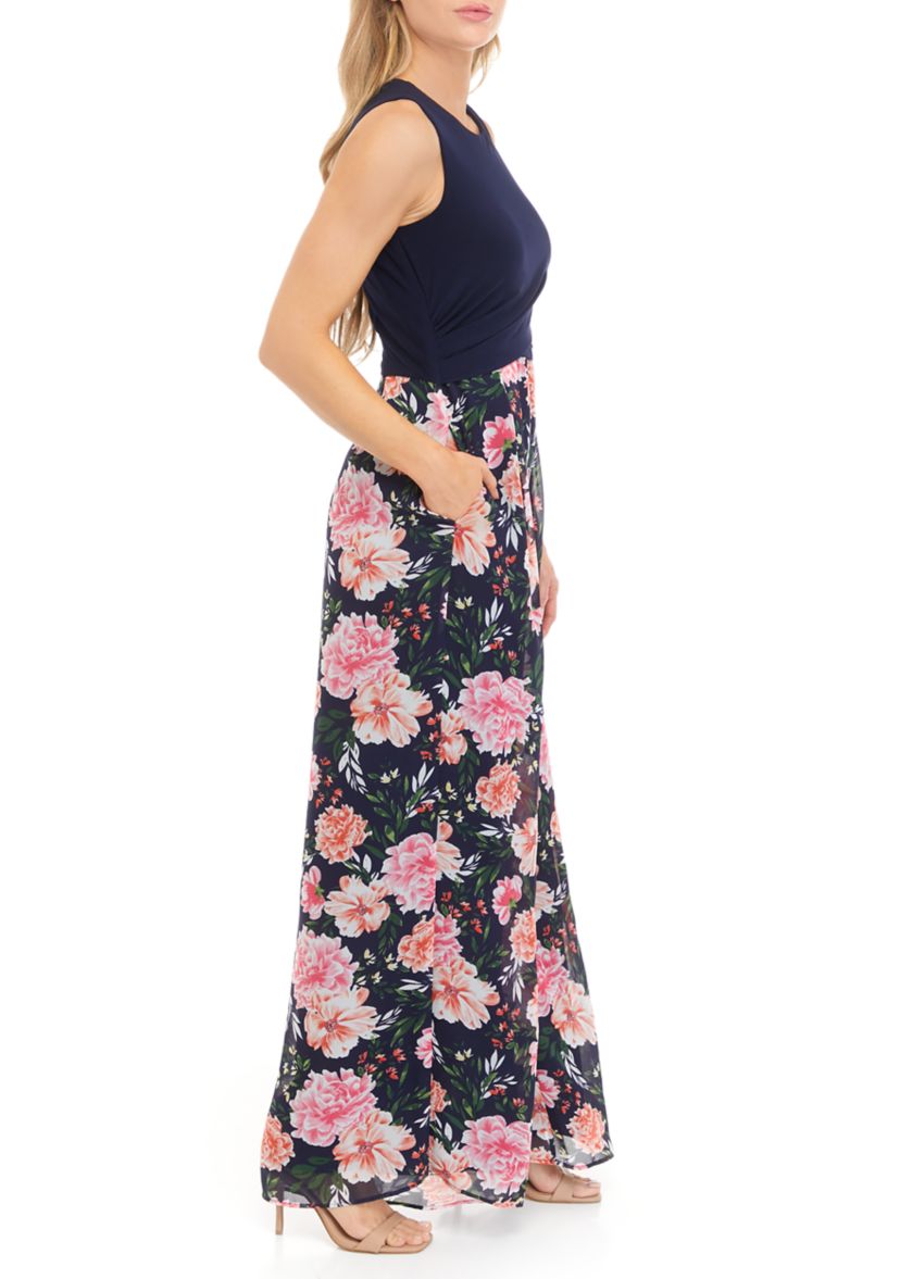 Womens Sleeveless Floral Printed Jumpsuit 