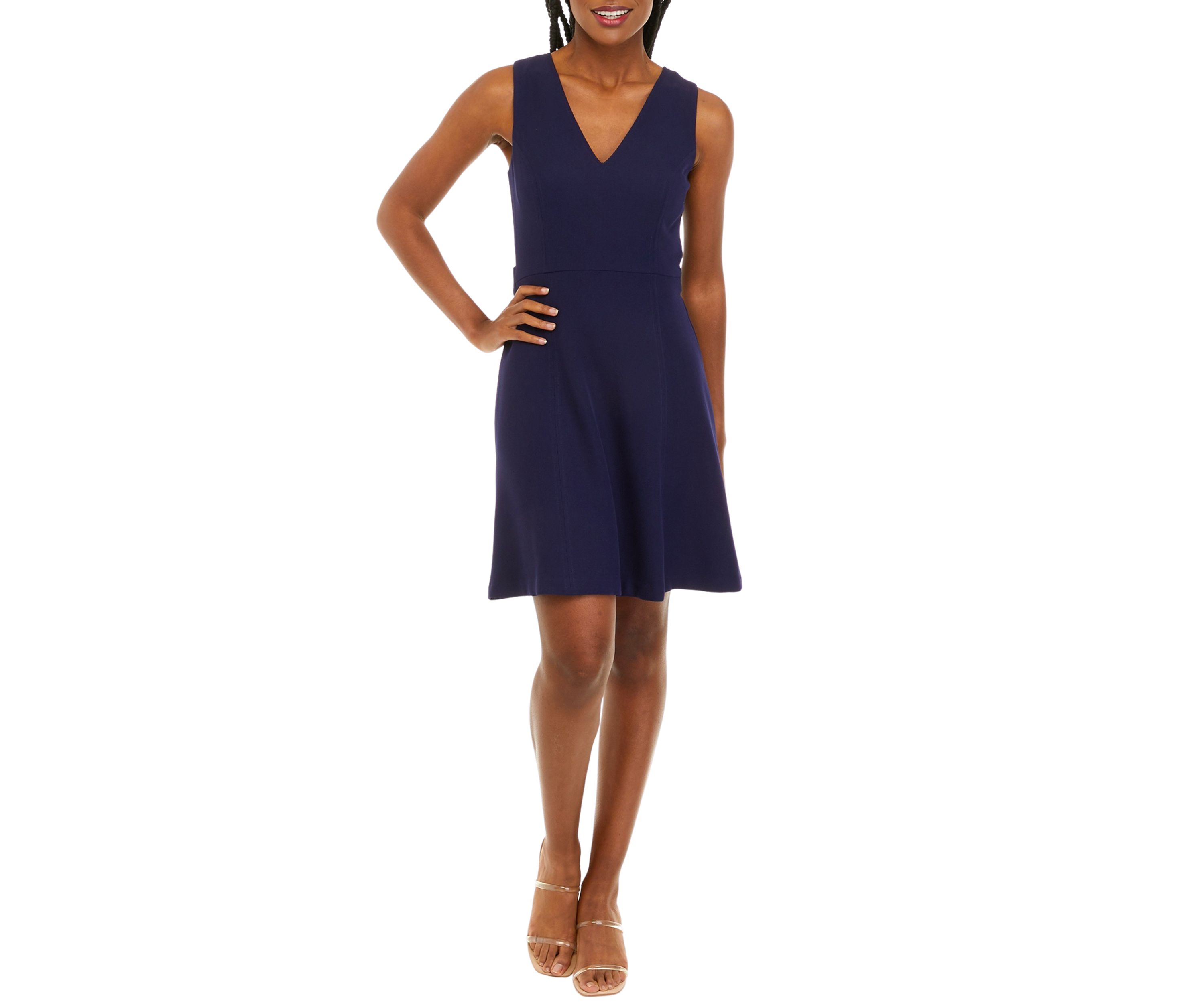 Sleeveless Crepe V-Neck Dress