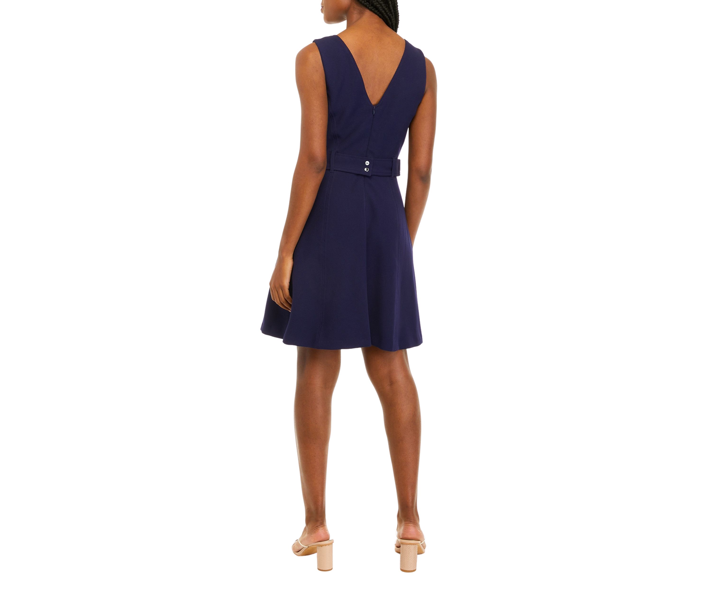 Sleeveless Crepe V-Neck Dress