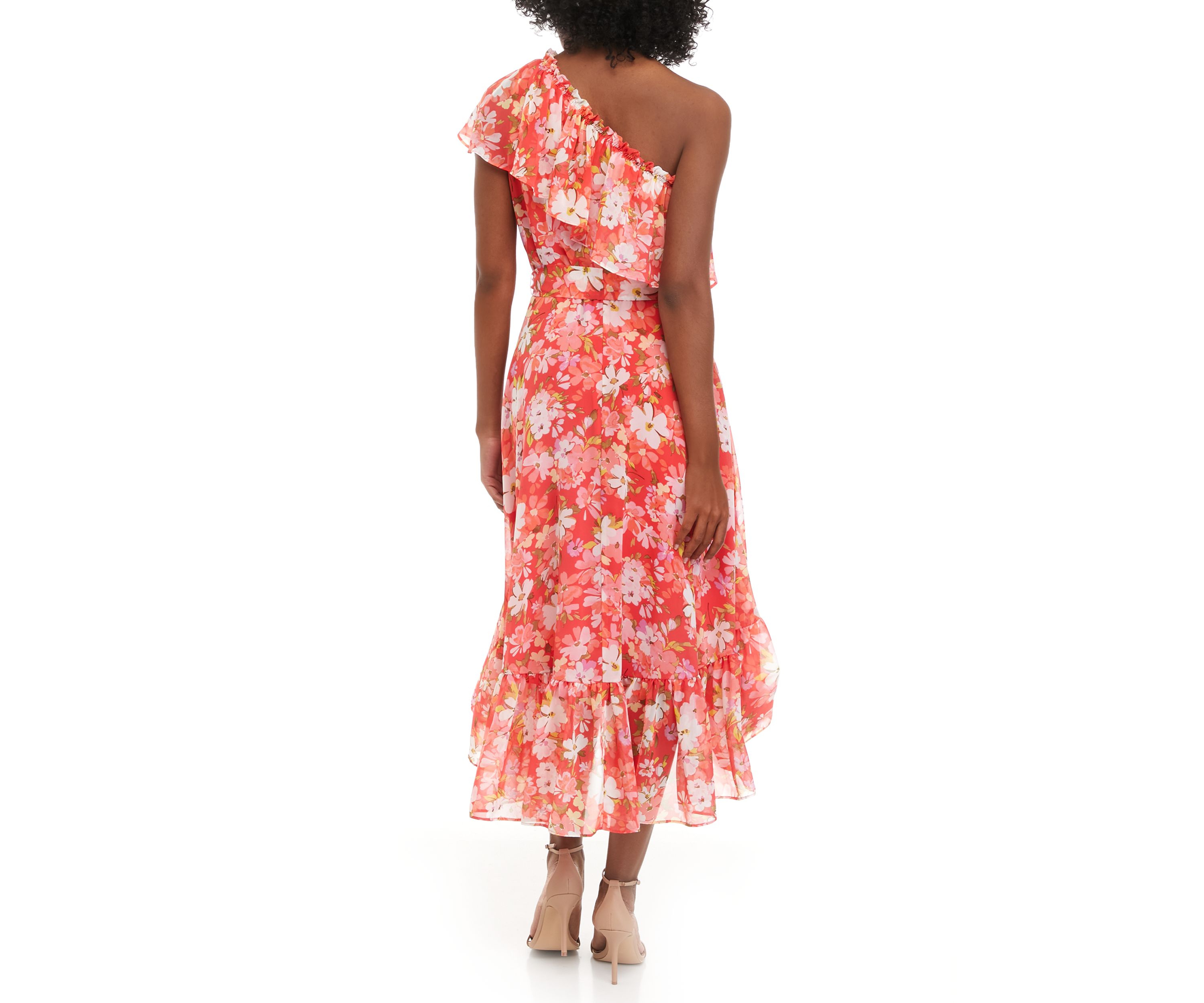 Womens One Shoulder Floral Dress
