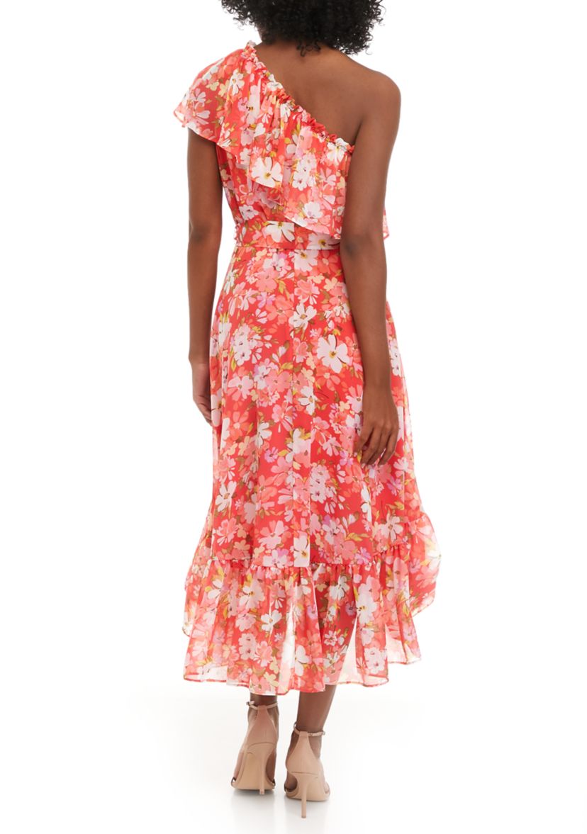 Womens One Shoulder Floral Dress