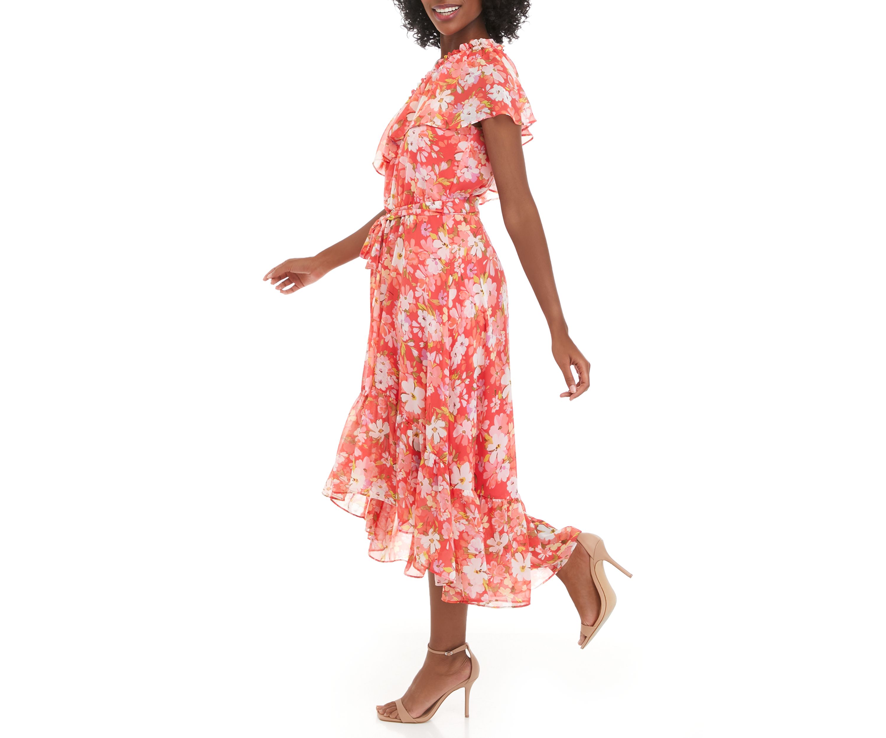 Womens One Shoulder Floral Dress