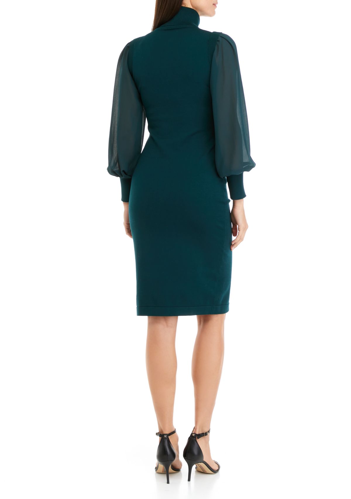Womens Long Sleeve Turtleneck Shift Dress