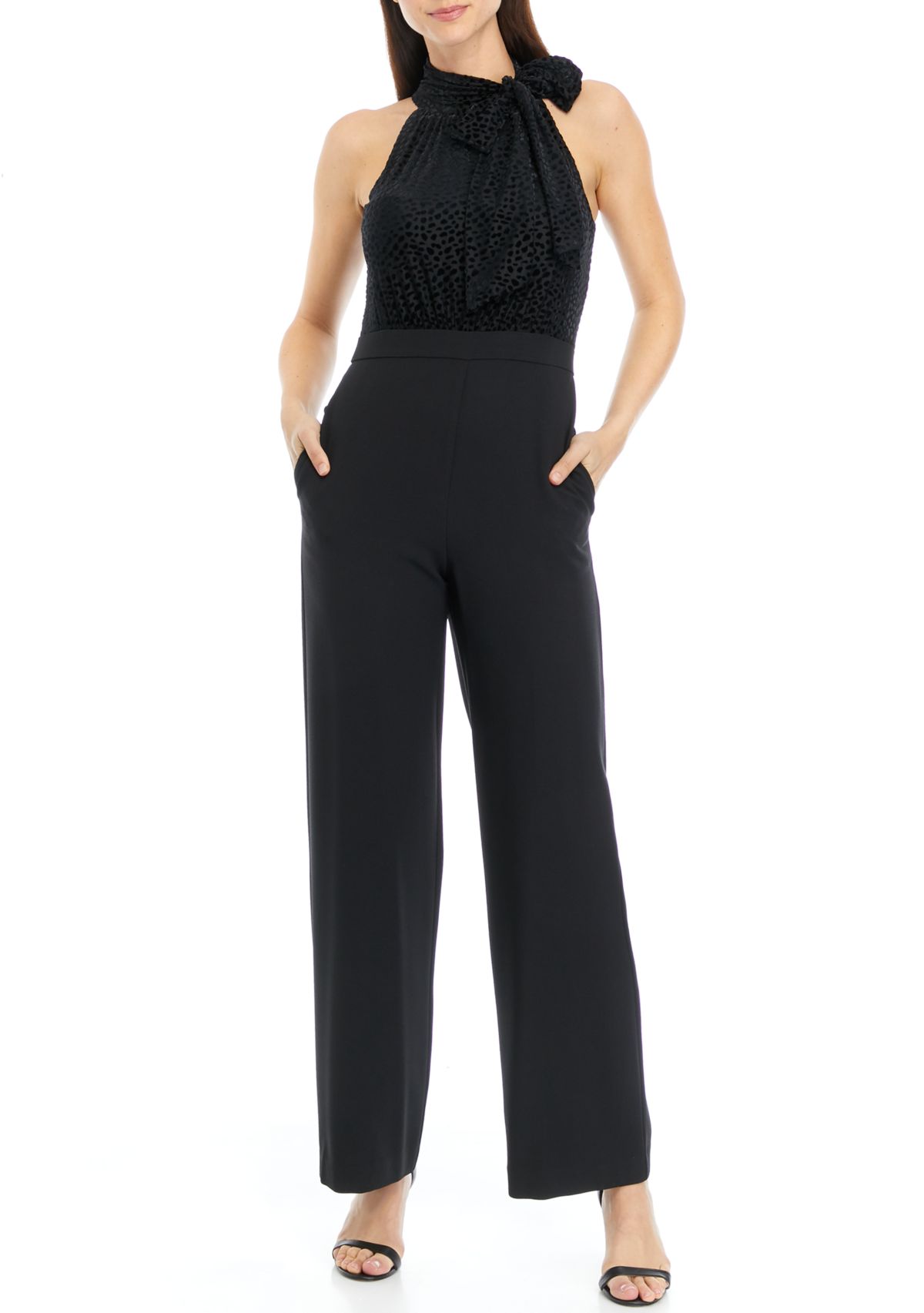 Womens Sleeveless Halter Neck Solid Jumpsuit