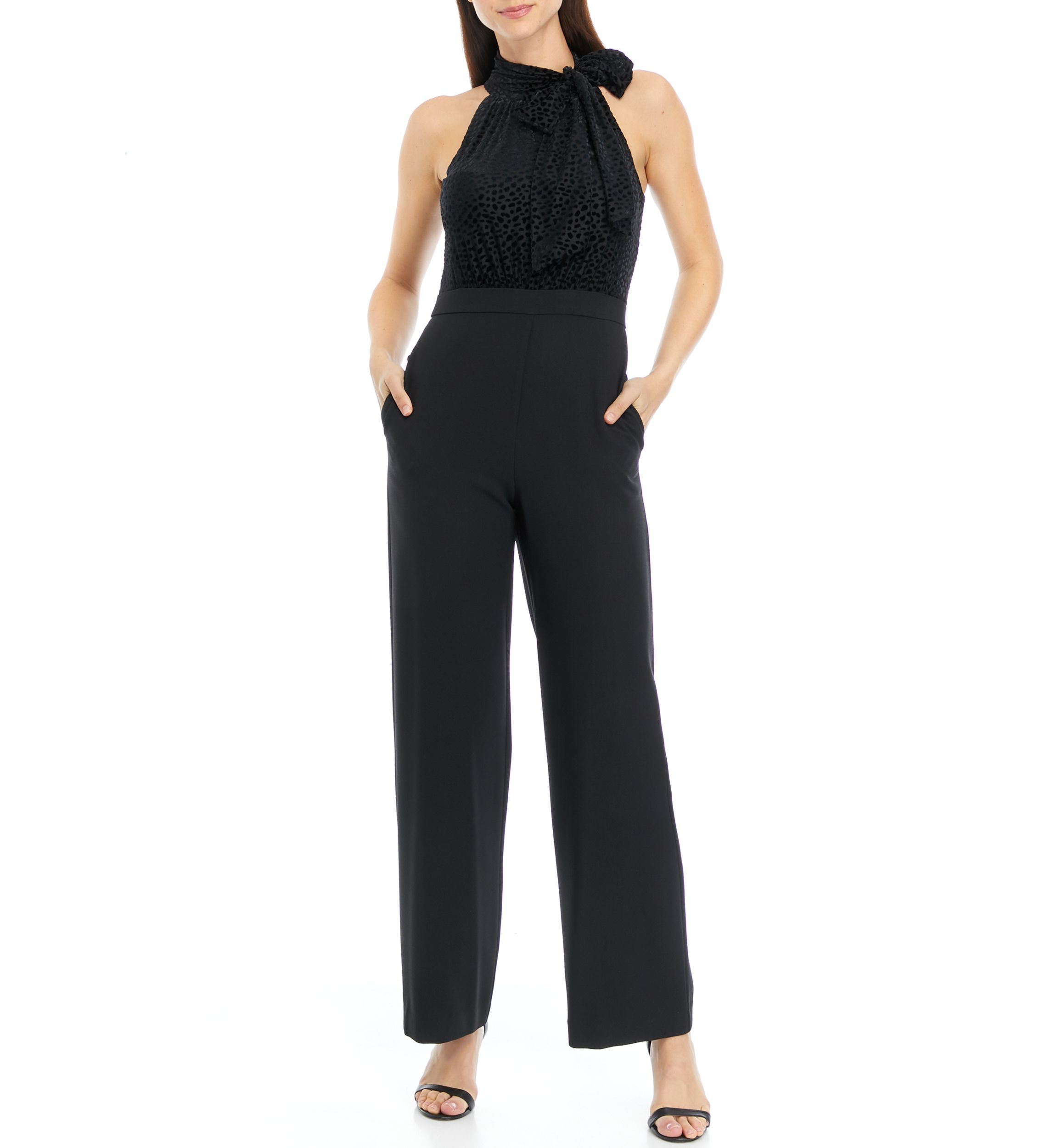 Womens Sleeveless Halter Neck Solid Jumpsuit