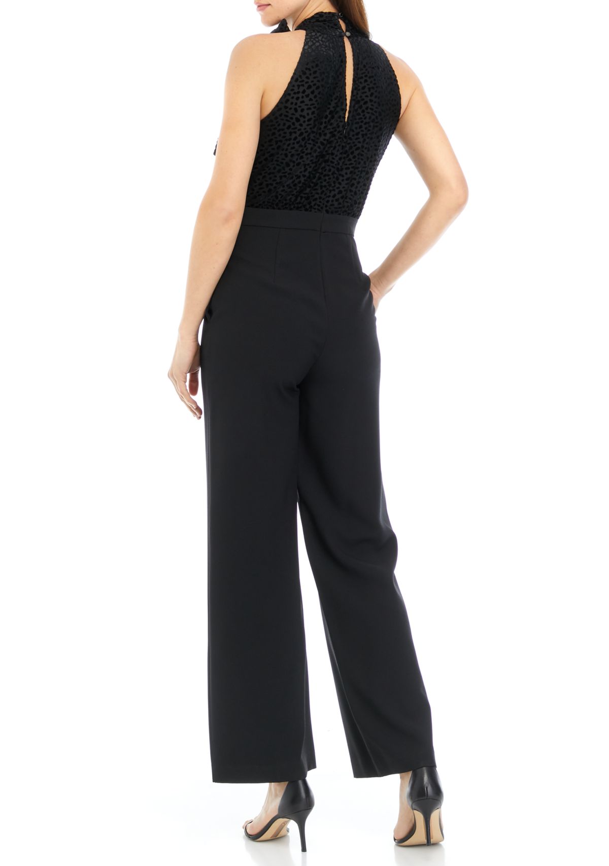 Womens Sleeveless Halter Neck Solid Jumpsuit