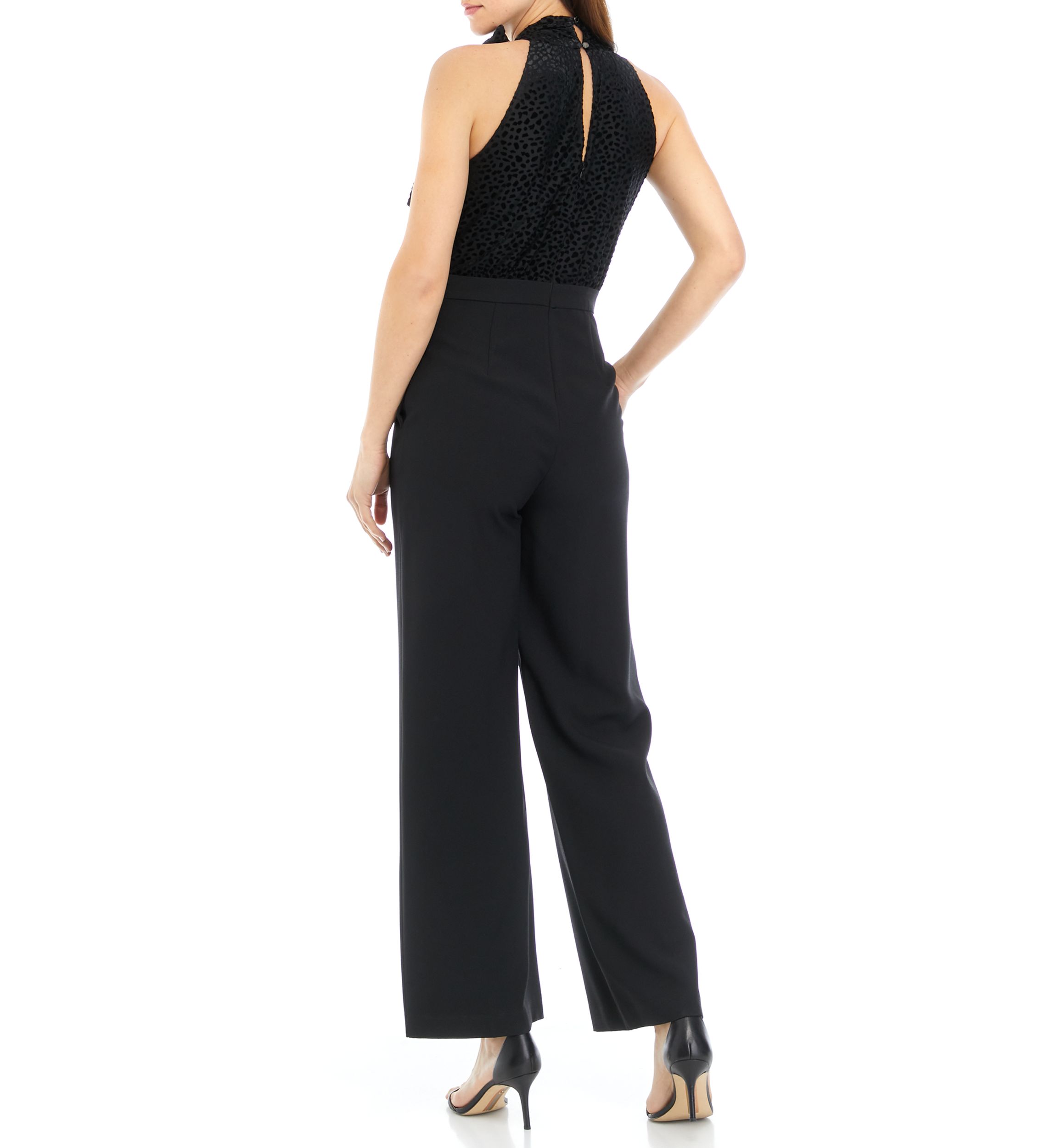 Womens Sleeveless Halter Neck Solid Jumpsuit