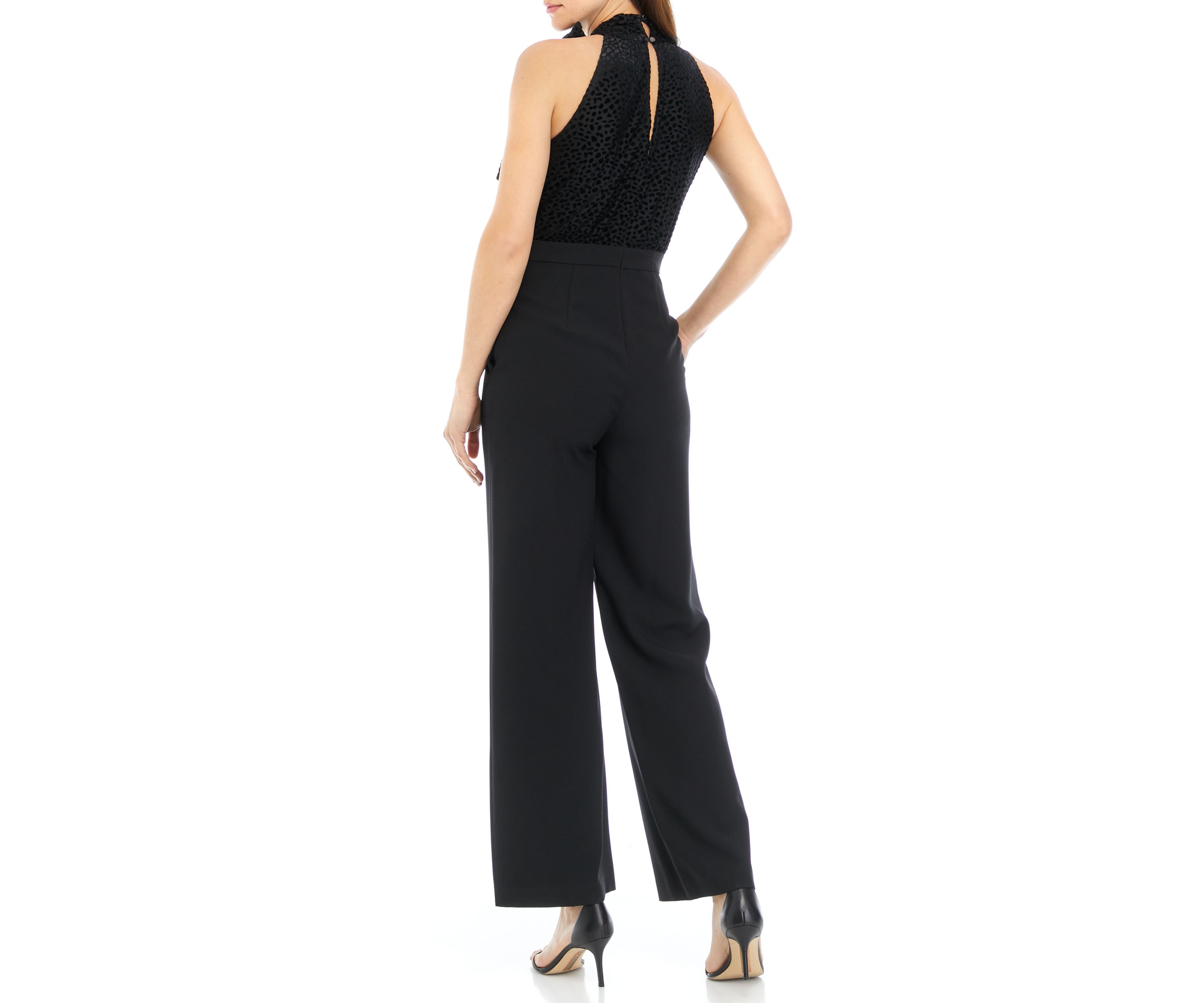 Womens Sleeveless Halter Neck Solid Jumpsuit
