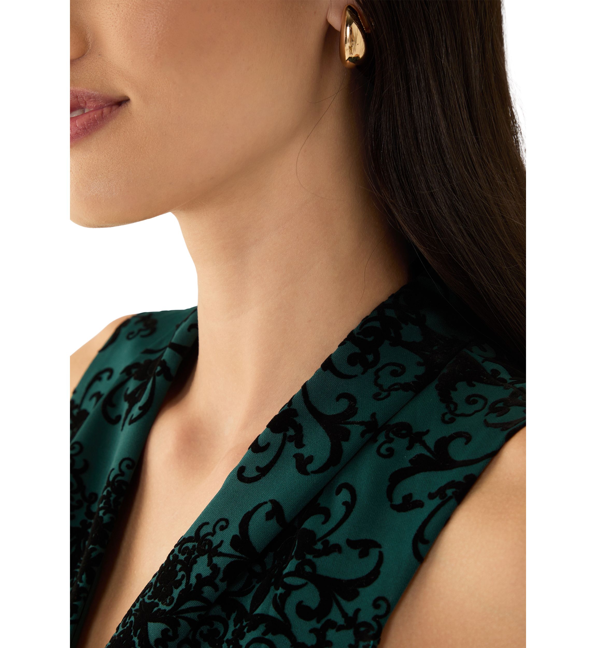 Womens Sleeveless V-Neck Printed Fit and Flare Dress