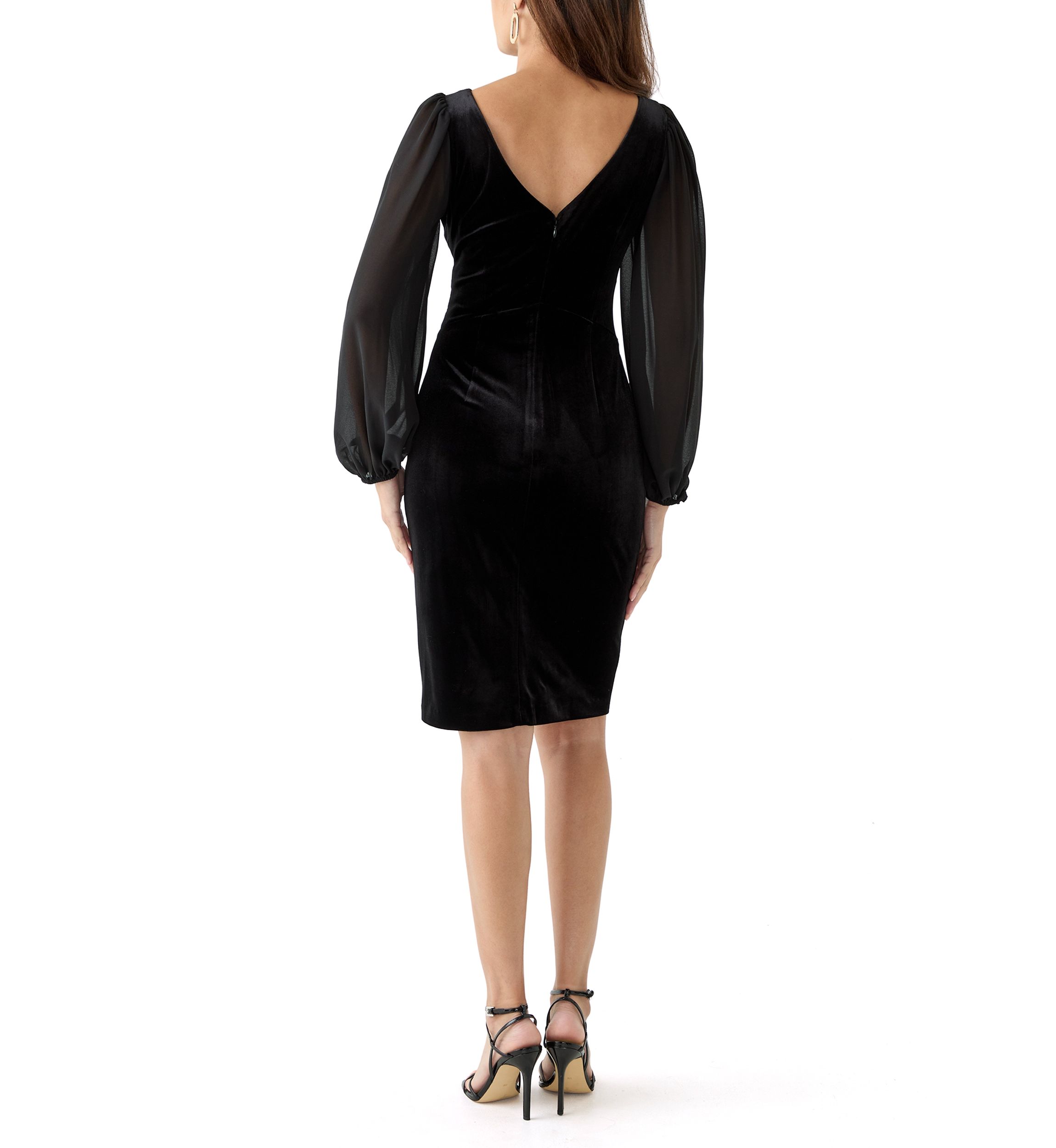 Womens Long Sleeve Boat Neck Fit and Flare Dress