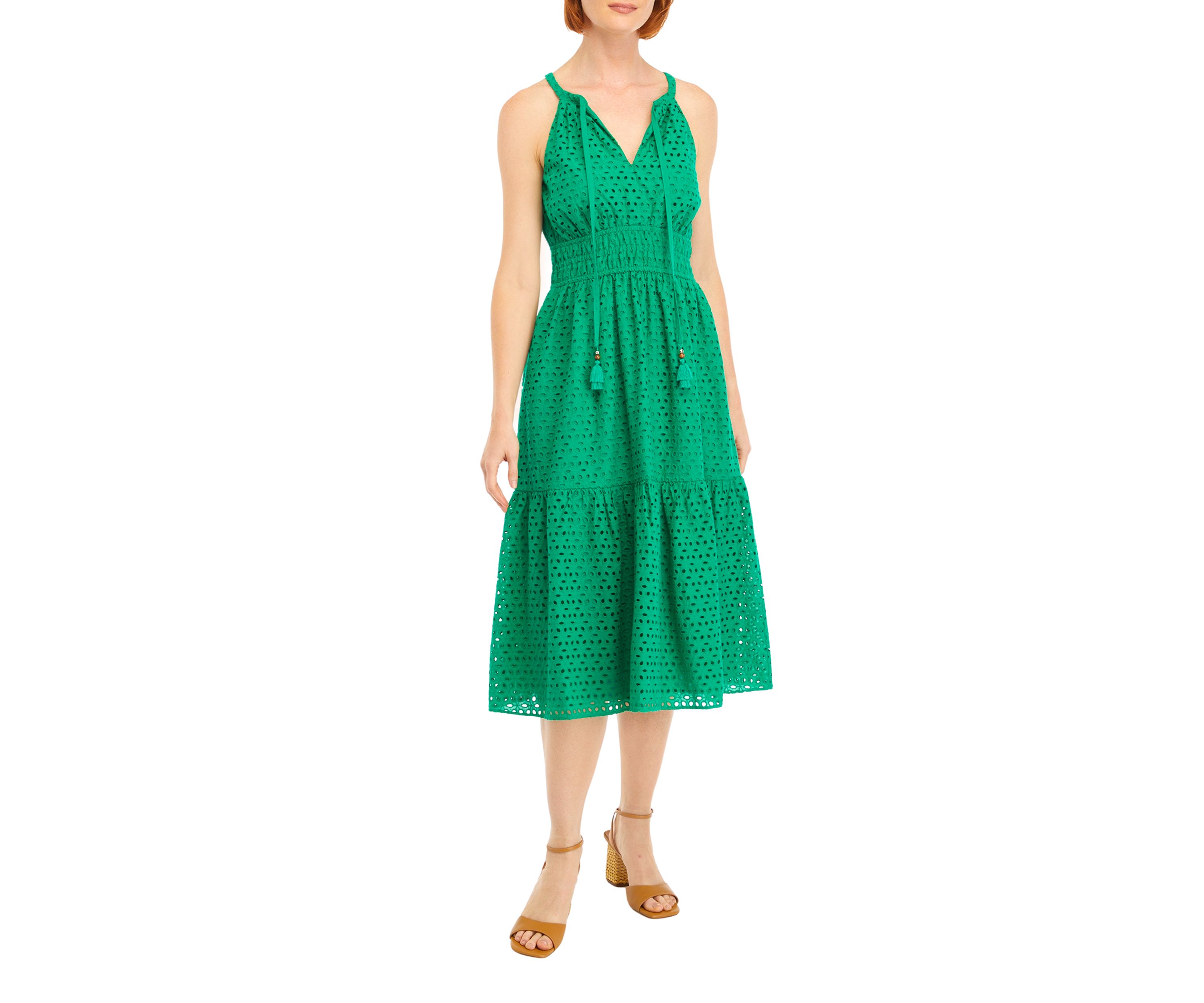 Womens Sleeveless Halter Fit and Flare Dress