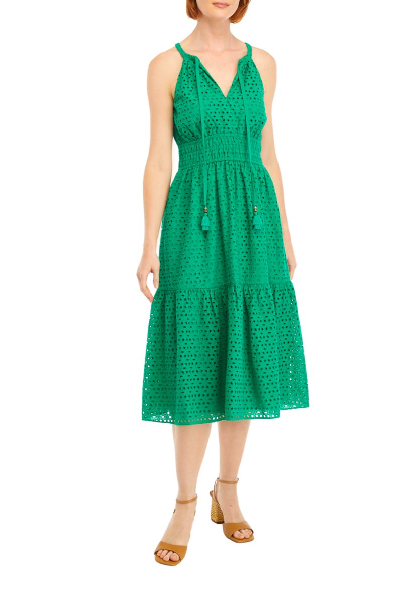 Womens Sleeveless Halter Fit and Flare Dress
