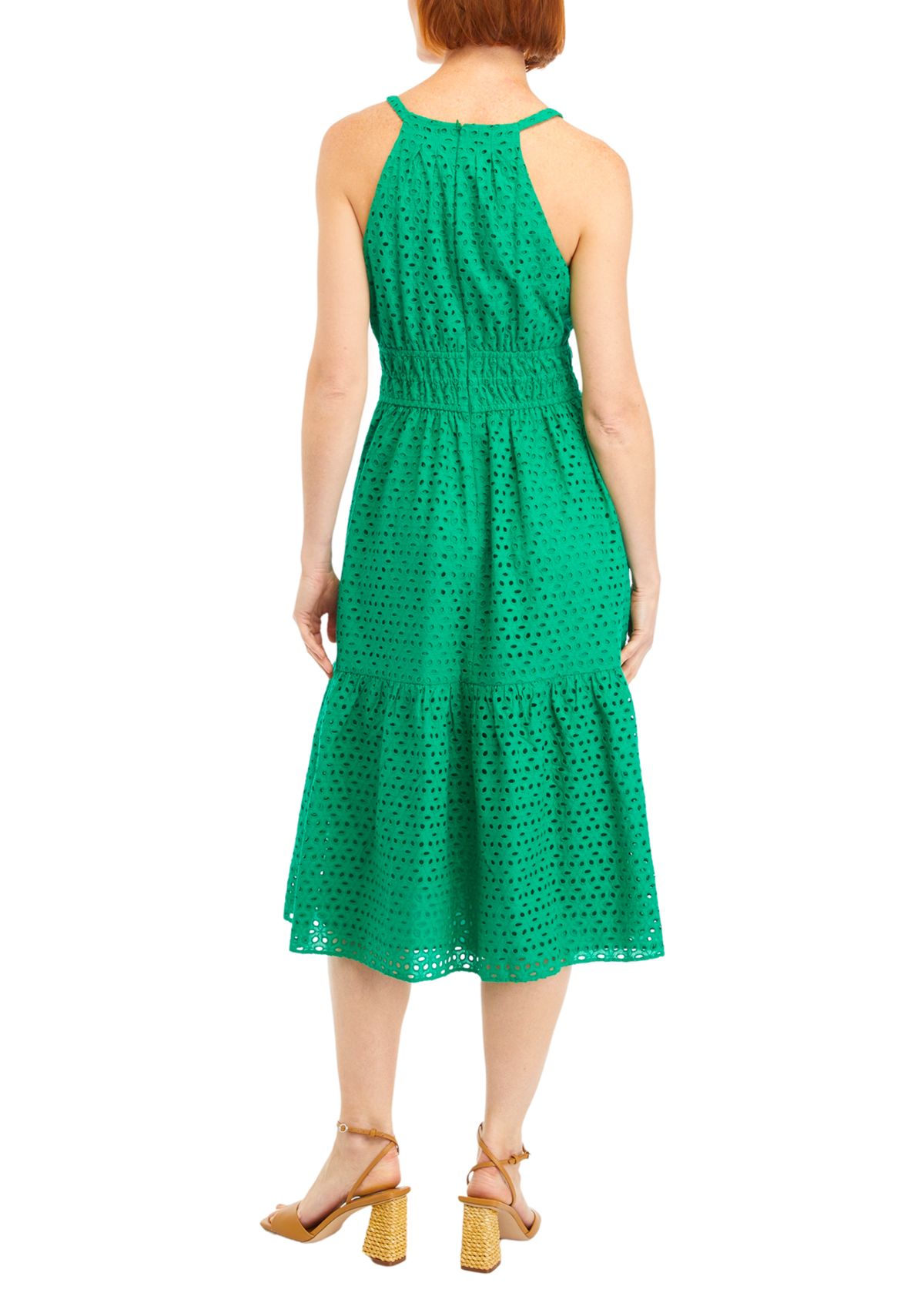 Womens Sleeveless Halter Fit and Flare Dress