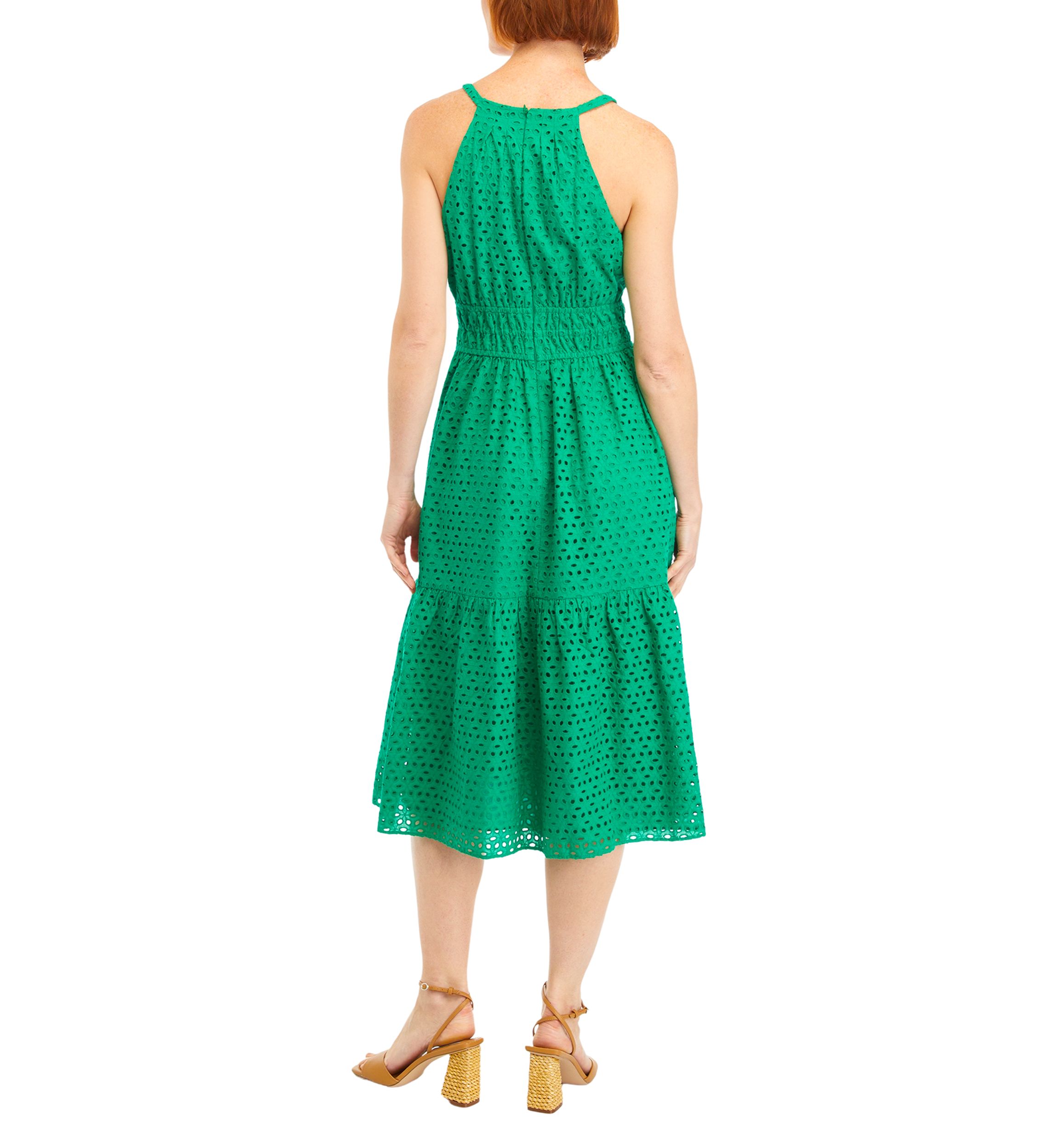 Womens Sleeveless Halter Fit and Flare Dress