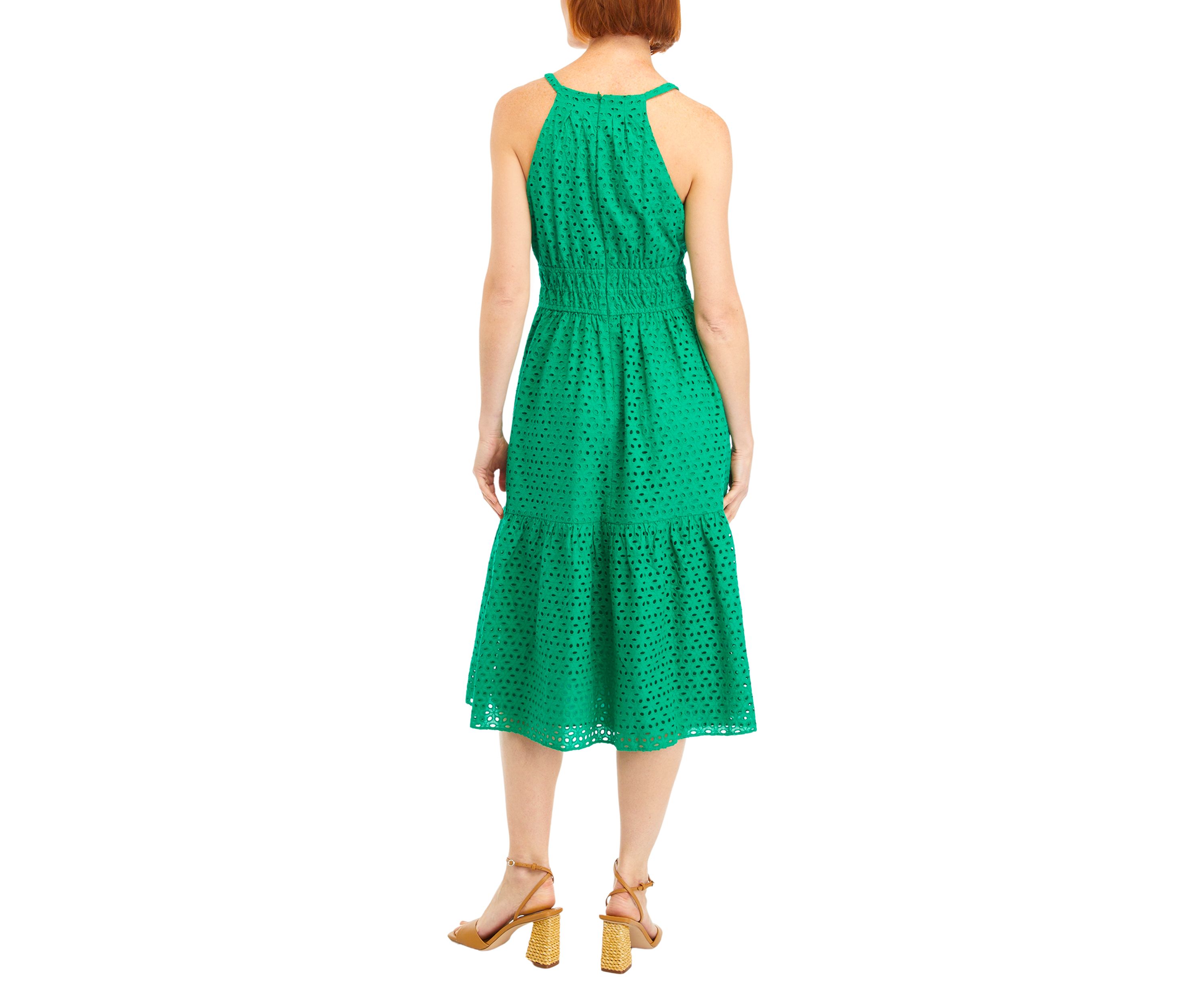 Womens Sleeveless Halter Fit and Flare Dress