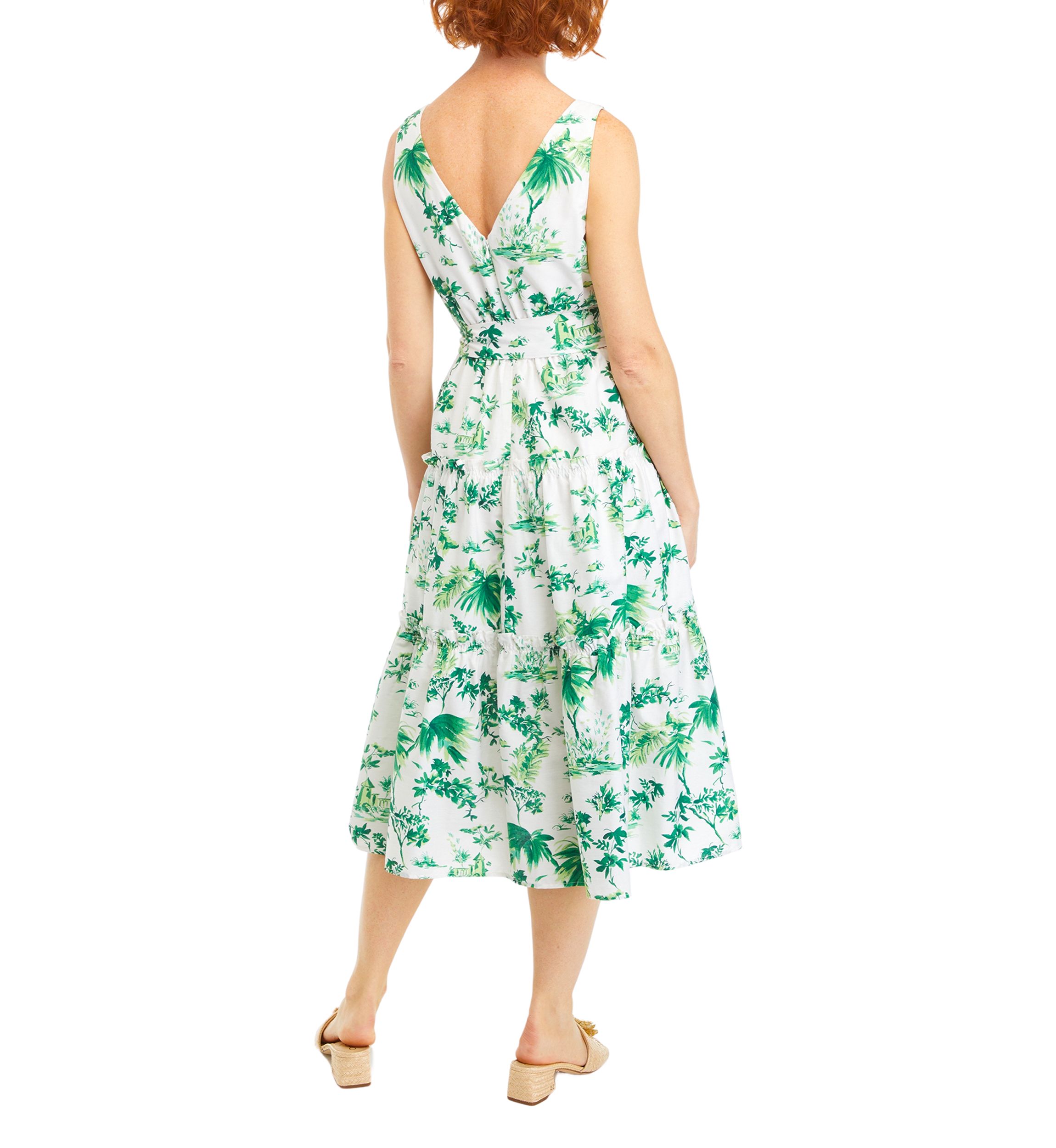 Womens Sleeveless V-Neck Floral Dress