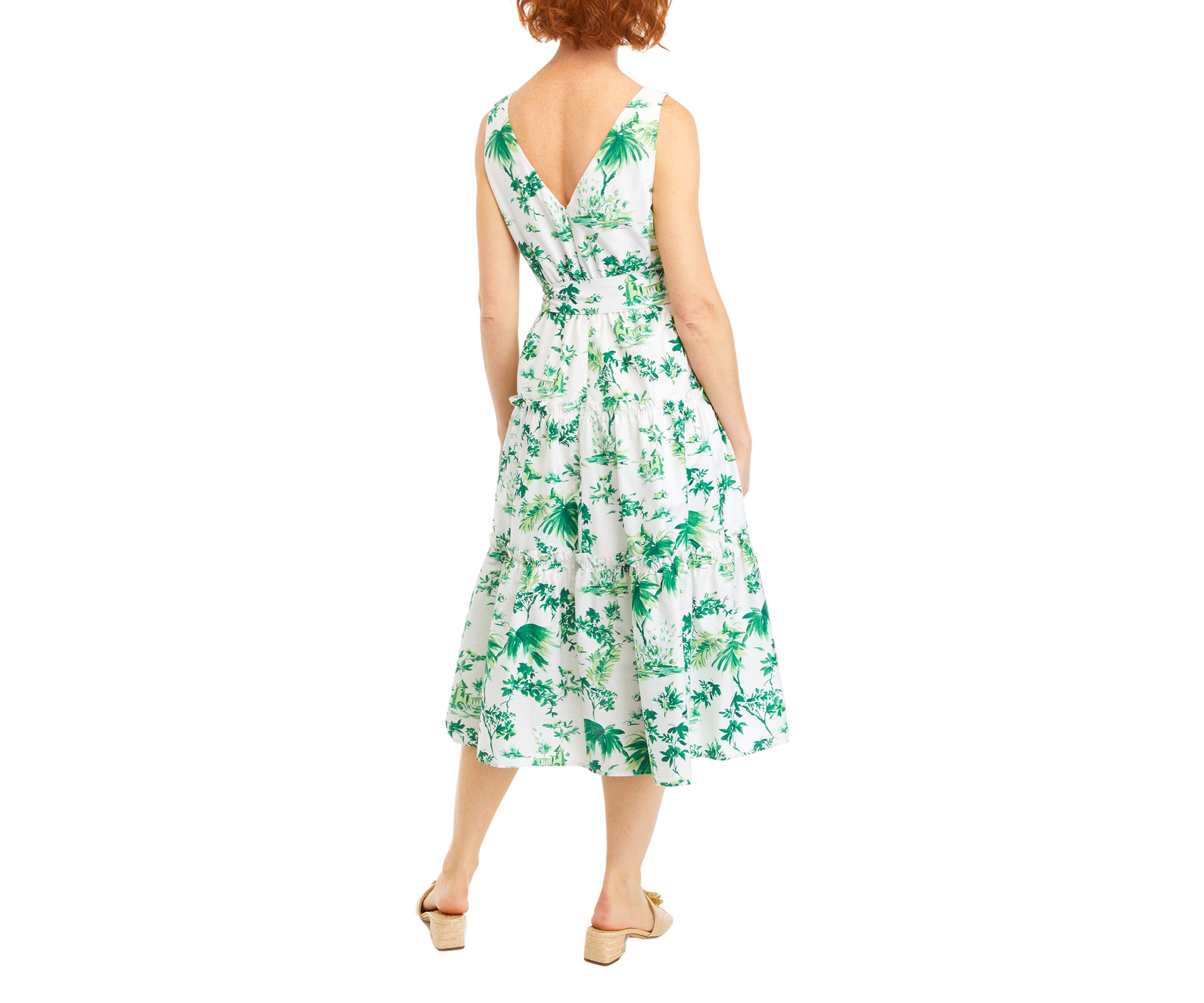 Womens Sleeveless V-Neck Floral Dress