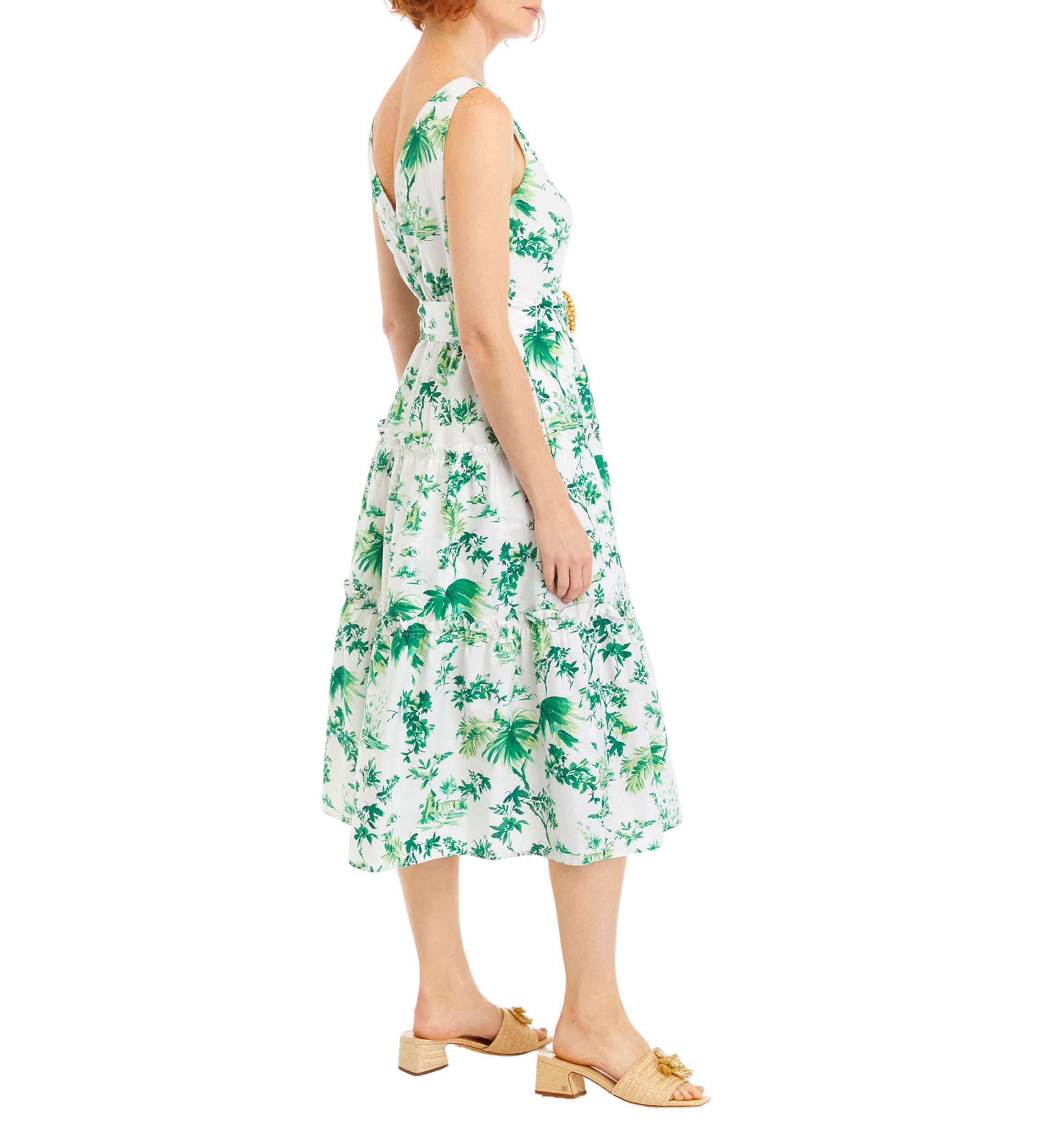 Womens Sleeveless V-Neck Floral Dress
