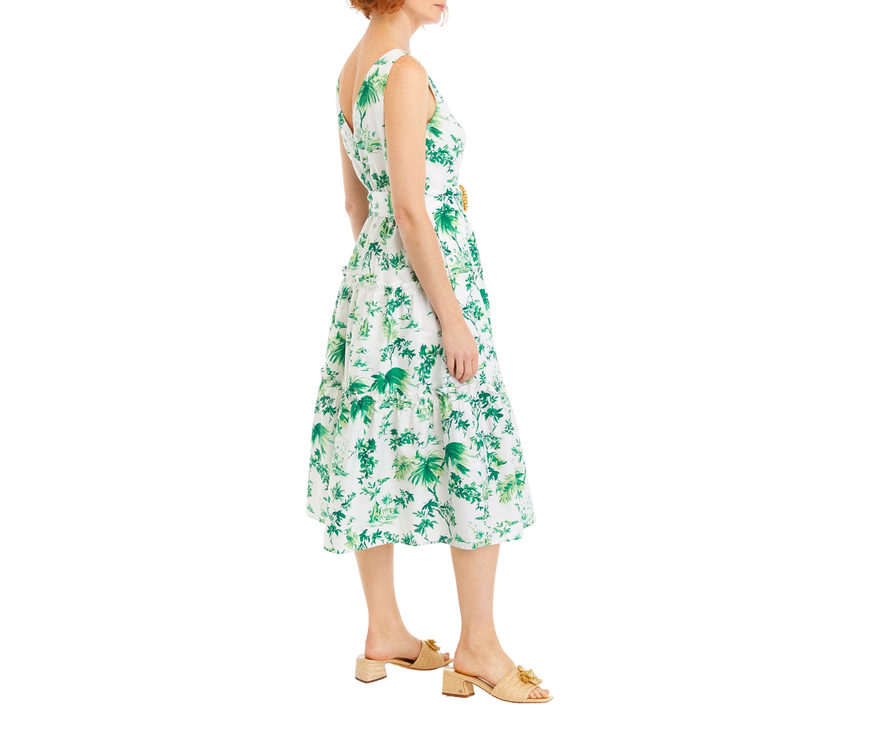 Womens Sleeveless V-Neck Floral Dress