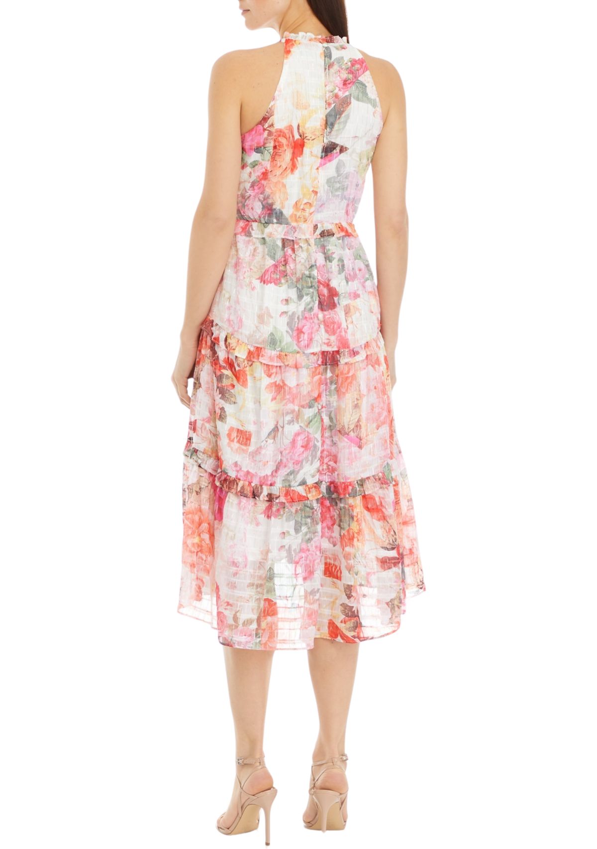 Womens Sleeveless Halter Neck Floral Printed Dress