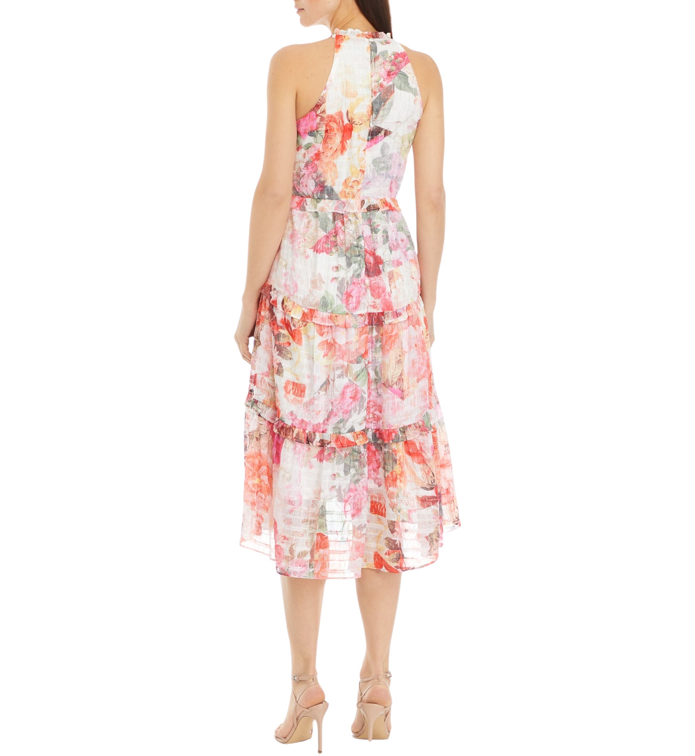 Womens Sleeveless Halter Neck Floral Printed Dress