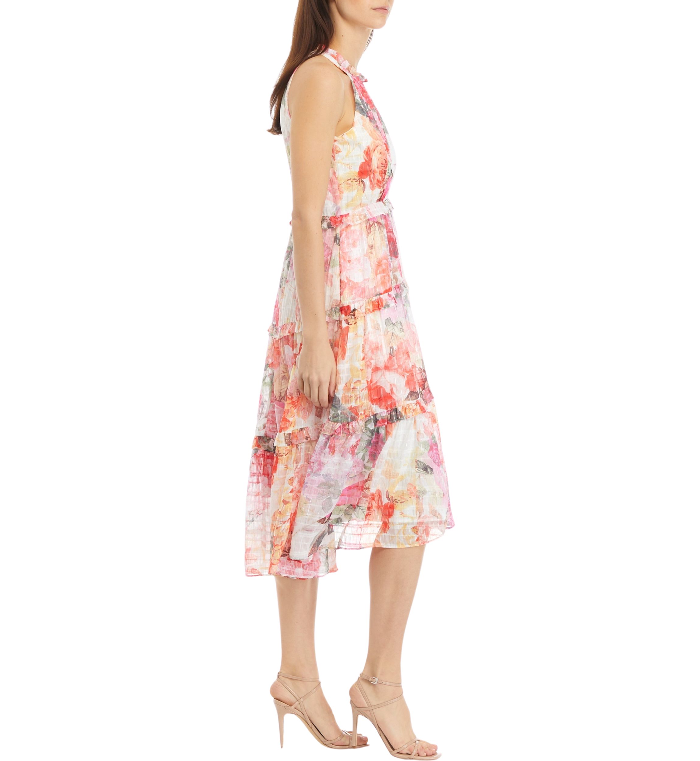 Womens Sleeveless Halter Neck Floral Printed Dress