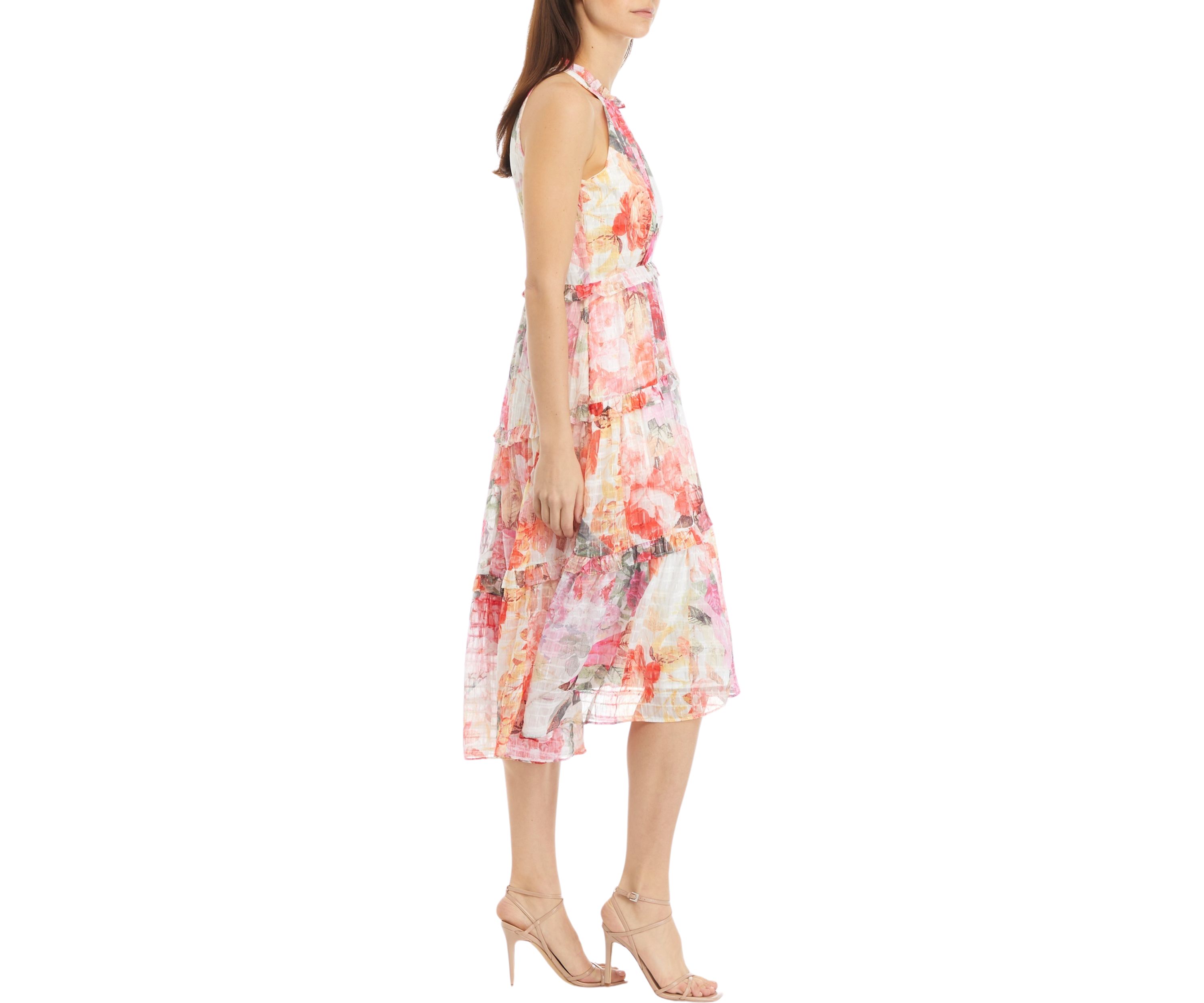 Womens Sleeveless Halter Neck Floral Printed Dress