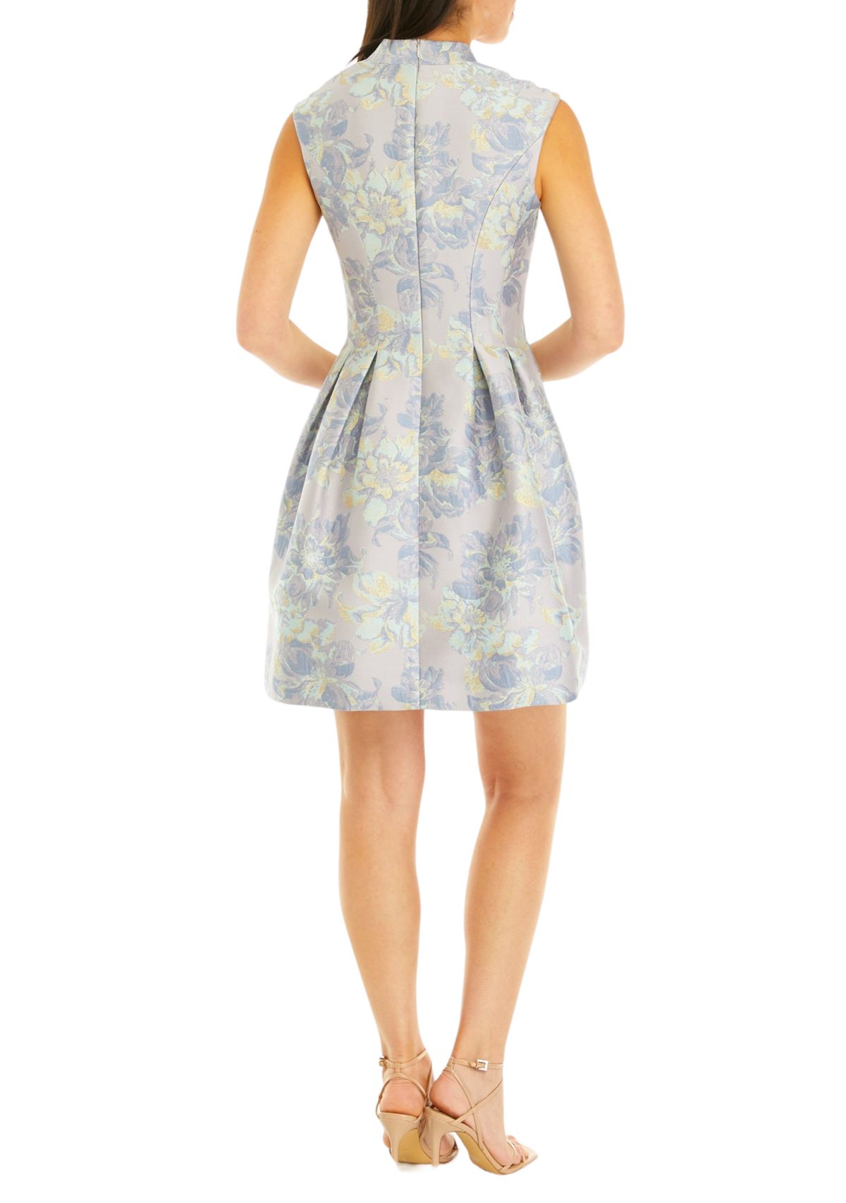 Womens Printed Cap Sleeve Fit and Flare Dress