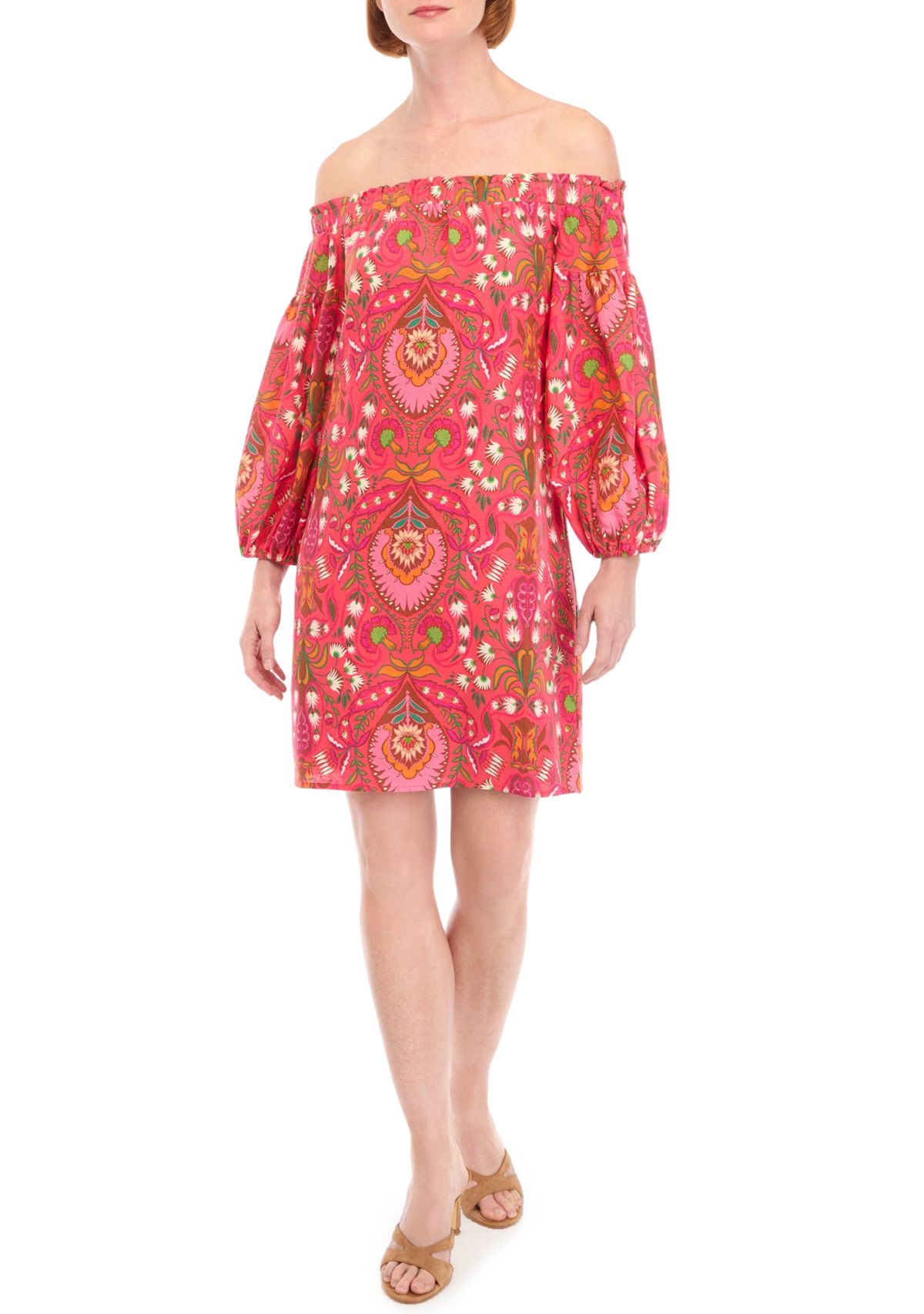 Womens Floral Abstract Printed Cotton A-Line Dress