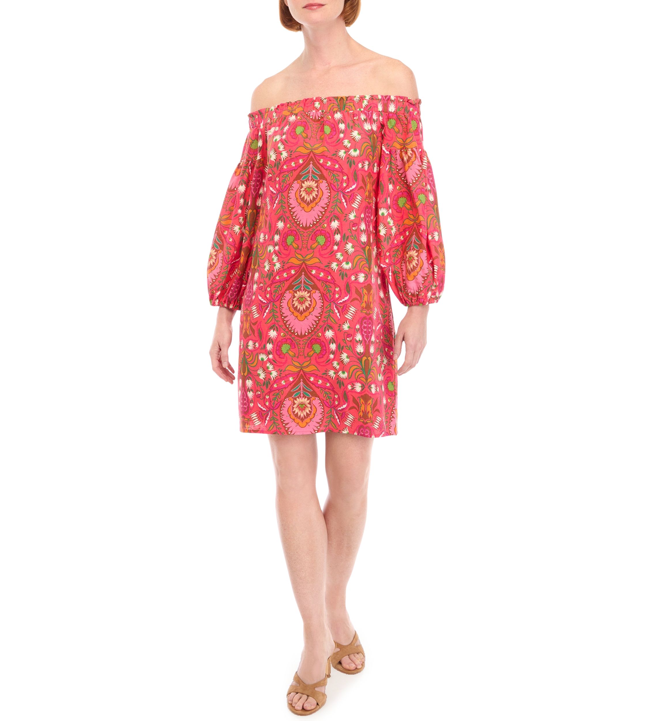 Womens Floral Abstract Printed Cotton A-Line Dress