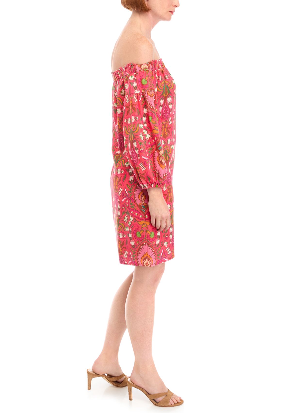 Womens Floral Abstract Printed Cotton A-Line Dress