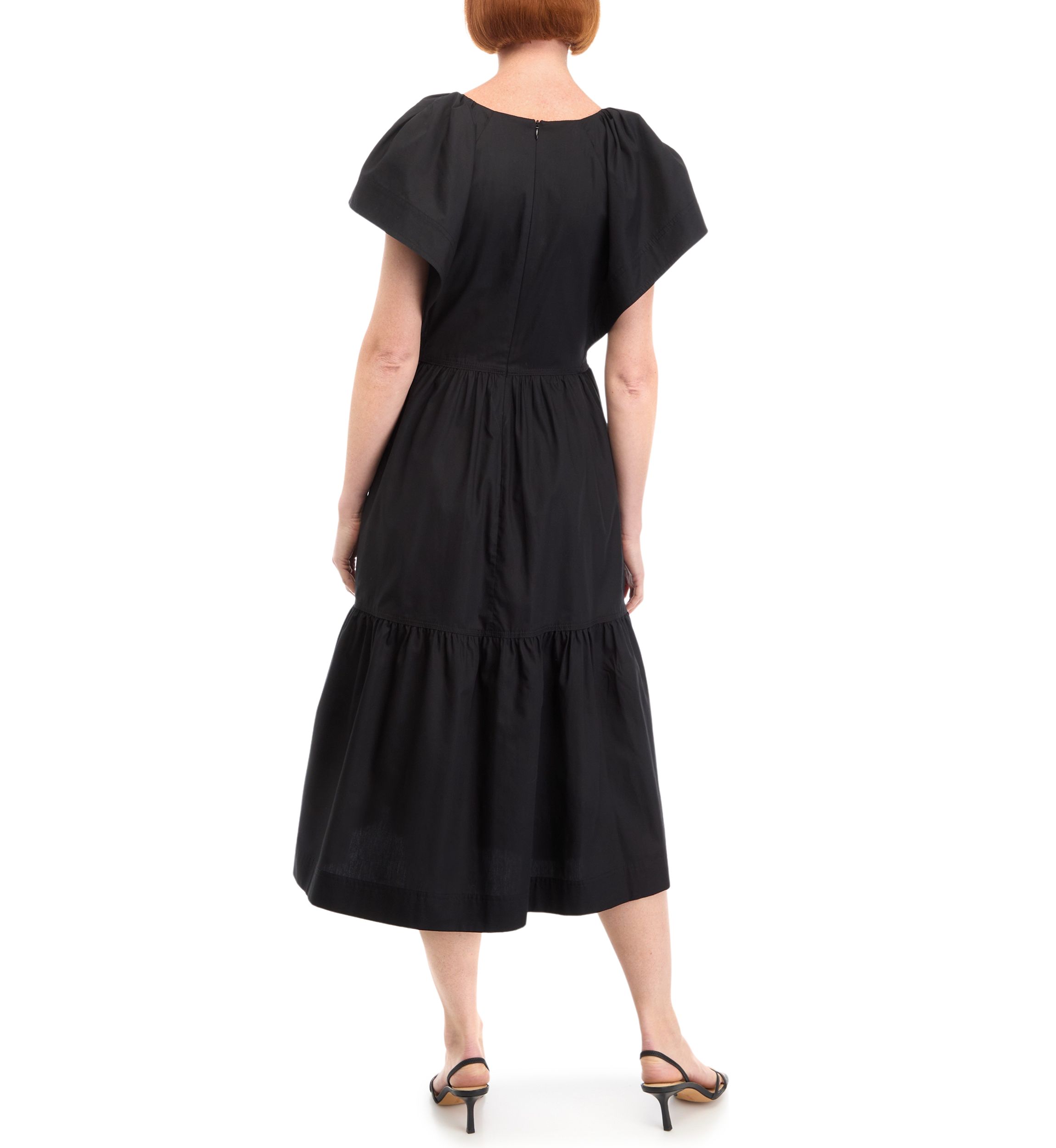 Womens Cap Sleeve V-Neck Cotton Fit and Flare Dress