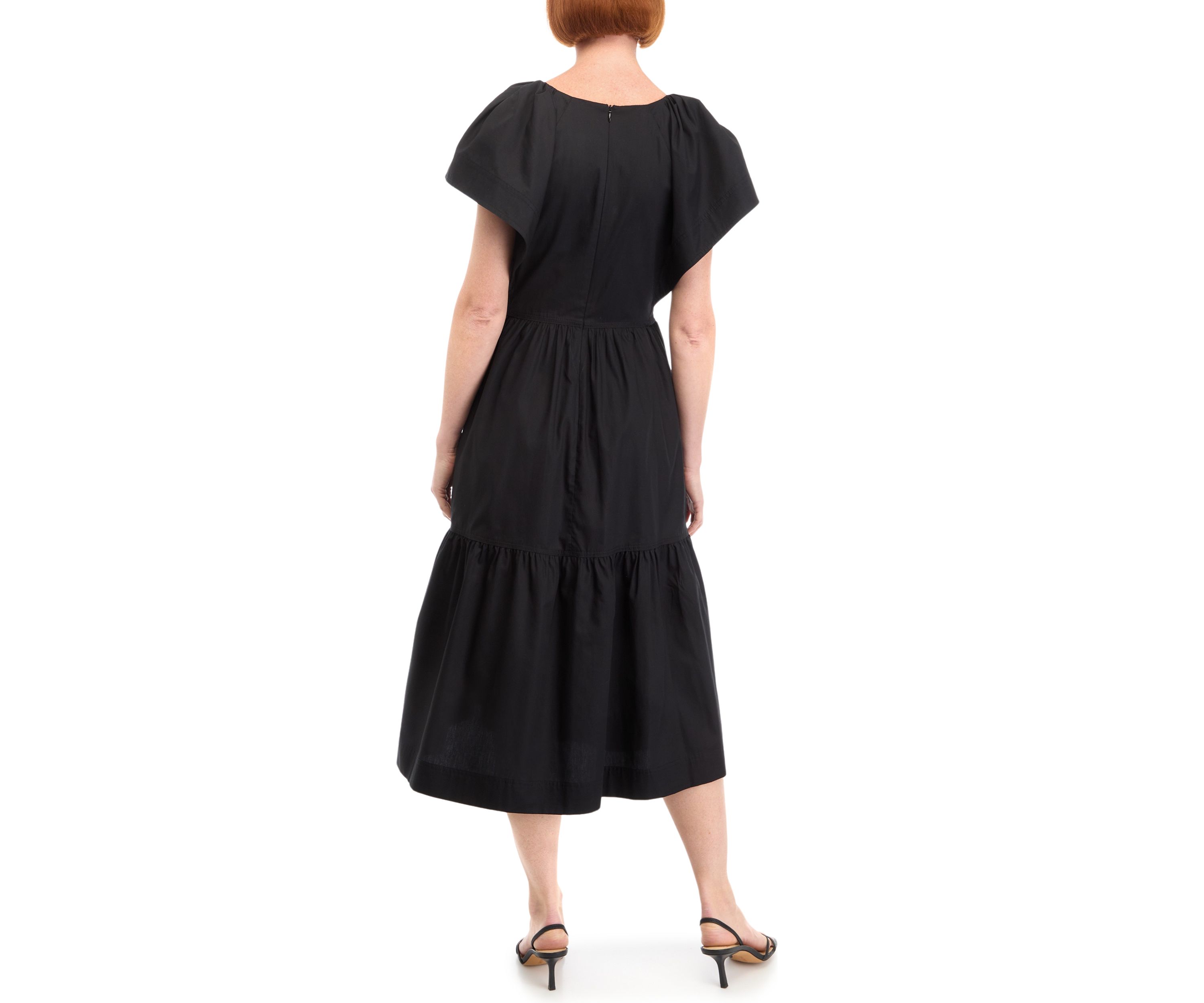 Womens Cap Sleeve V-Neck Cotton Fit and Flare Dress