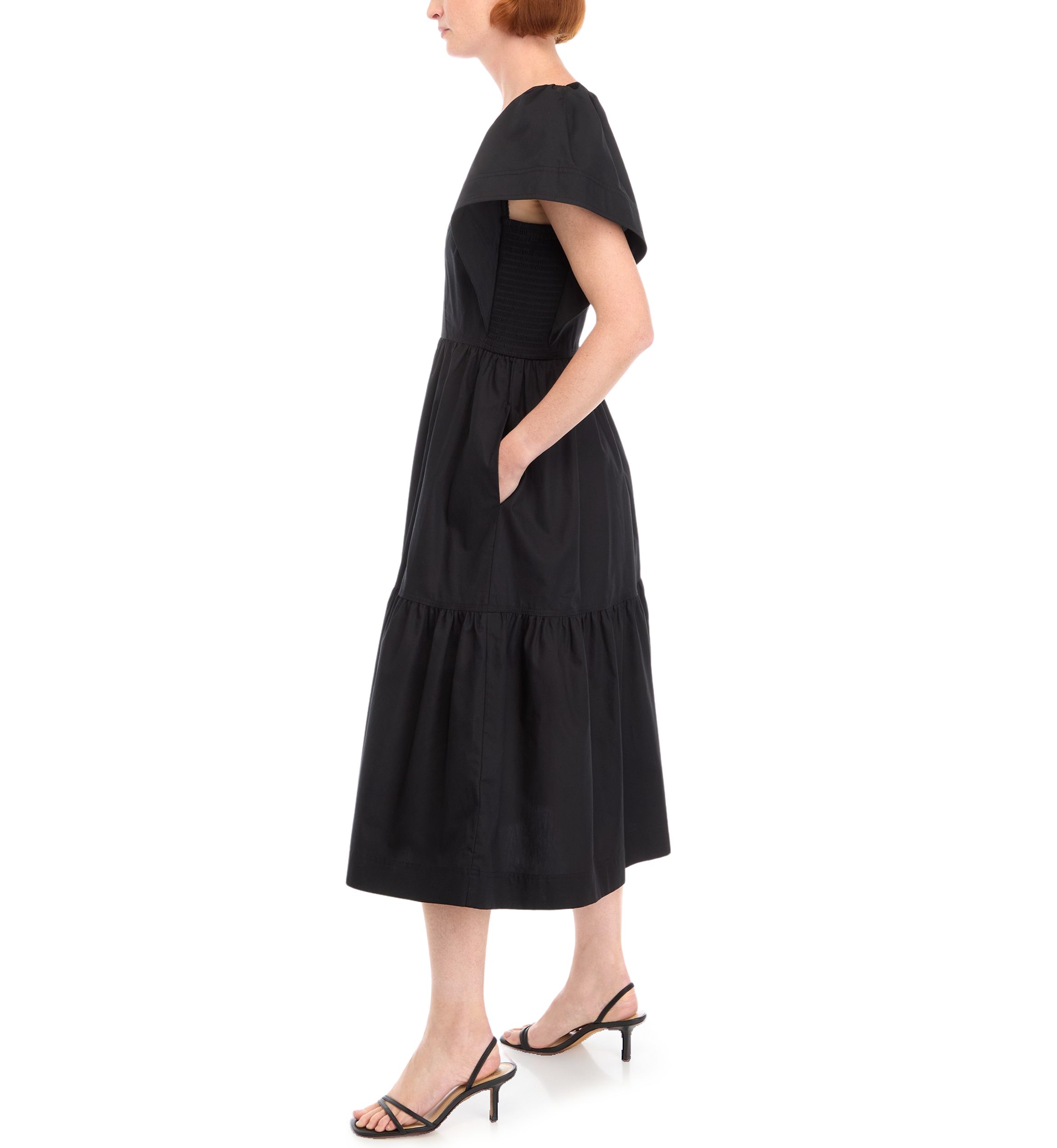 Womens Cap Sleeve V-Neck Cotton Fit and Flare Dress