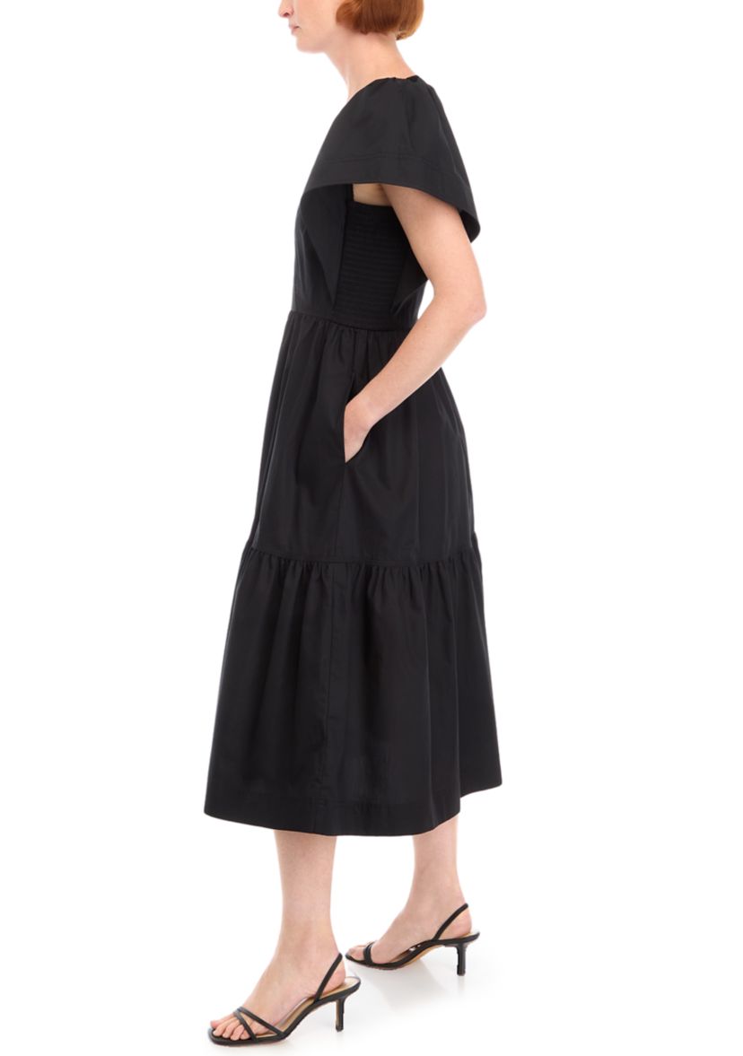 Womens Cap Sleeve V-Neck Cotton Fit and Flare Dress