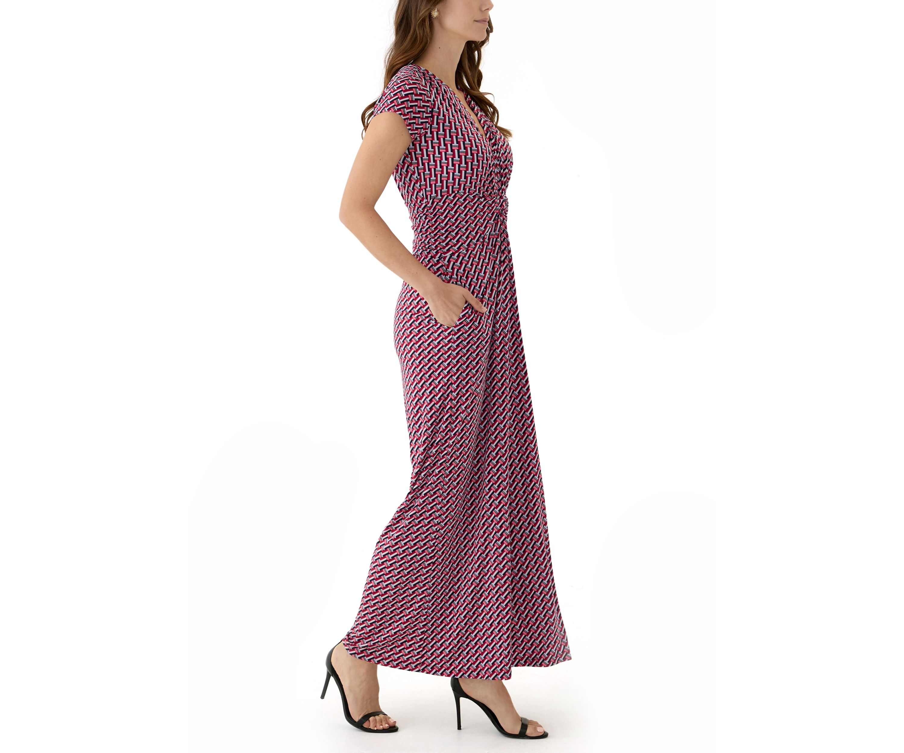 Womens Cap Sleeve Printed Maxi Dress