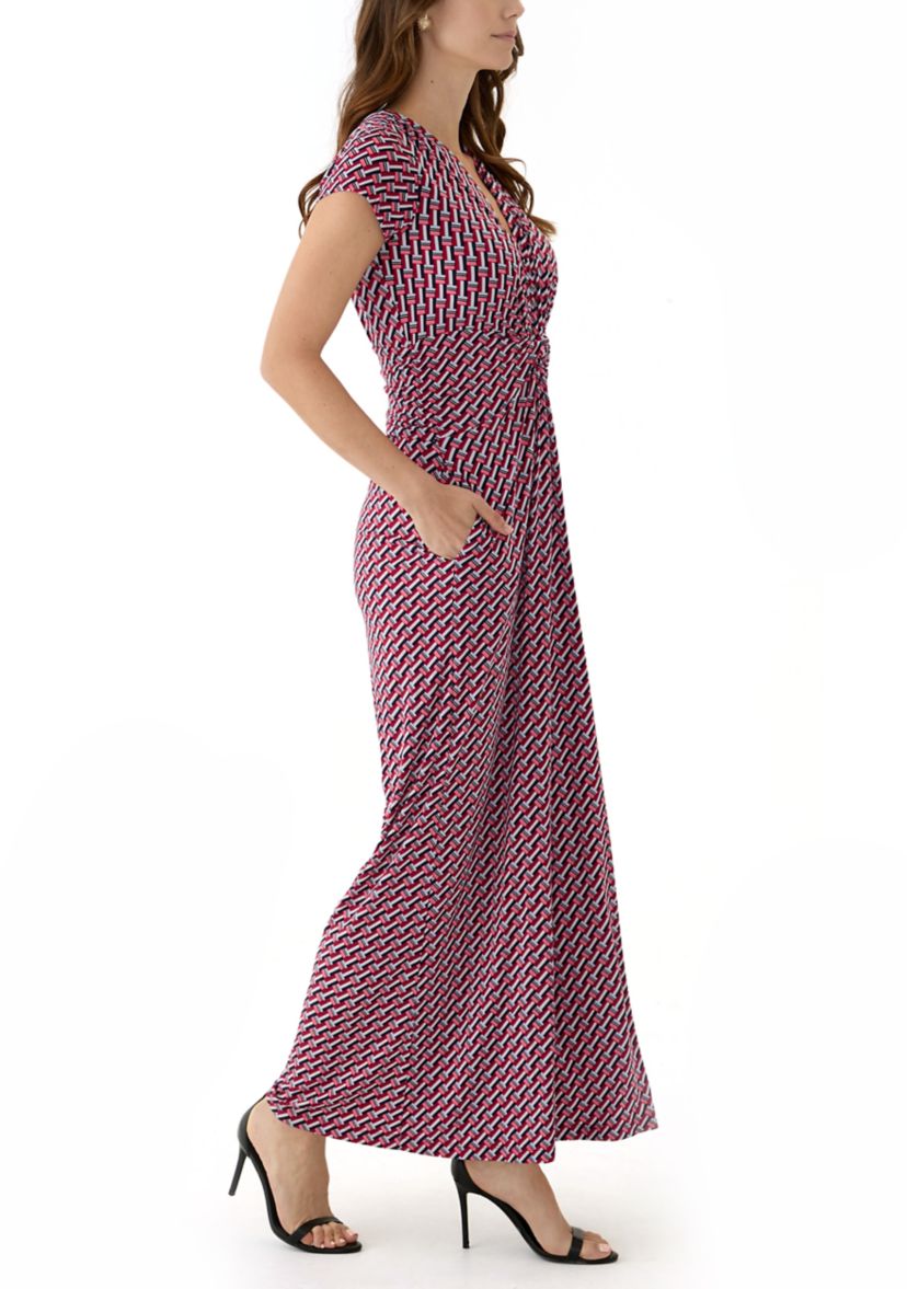 Womens Cap Sleeve Printed Maxi Dress