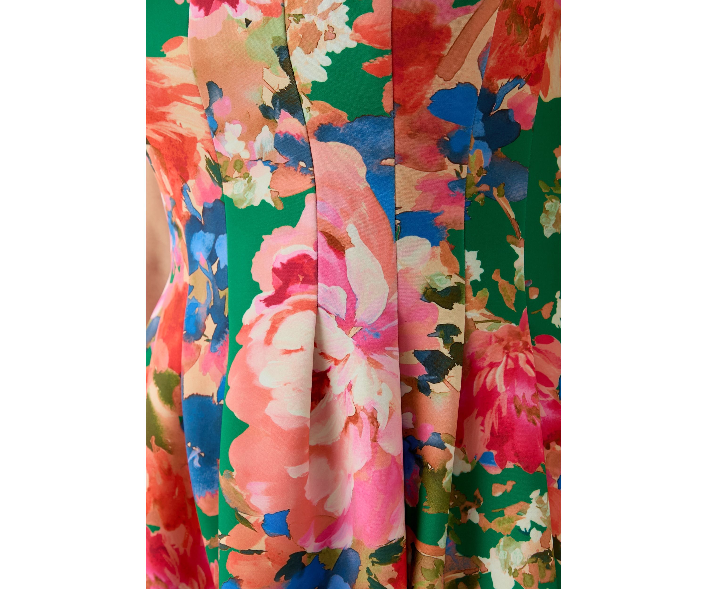 Womens Sleeveless Square Neck Floral Print Fit and Flare Dress