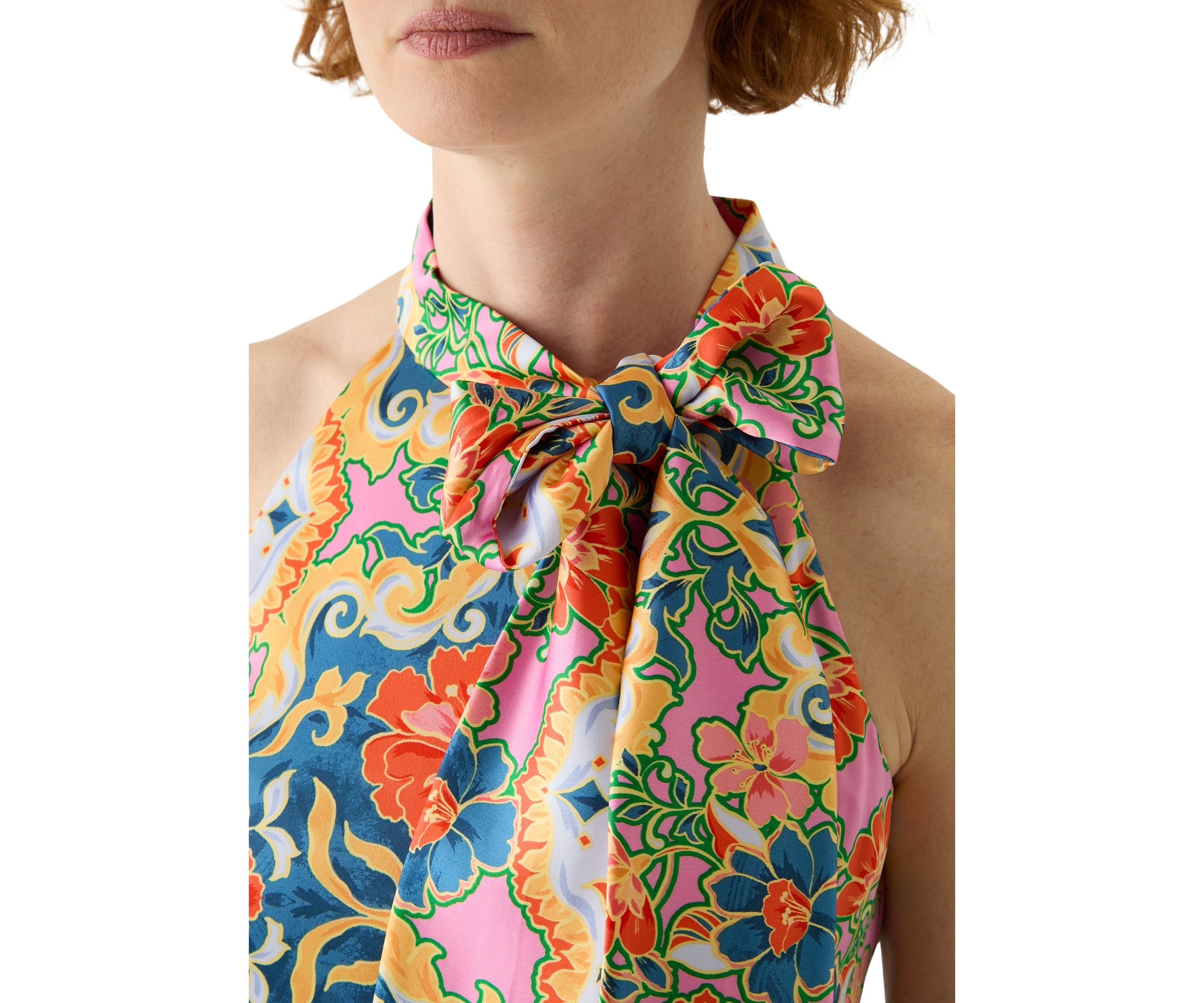 Womens Mock Neck Printed Sheath Dress