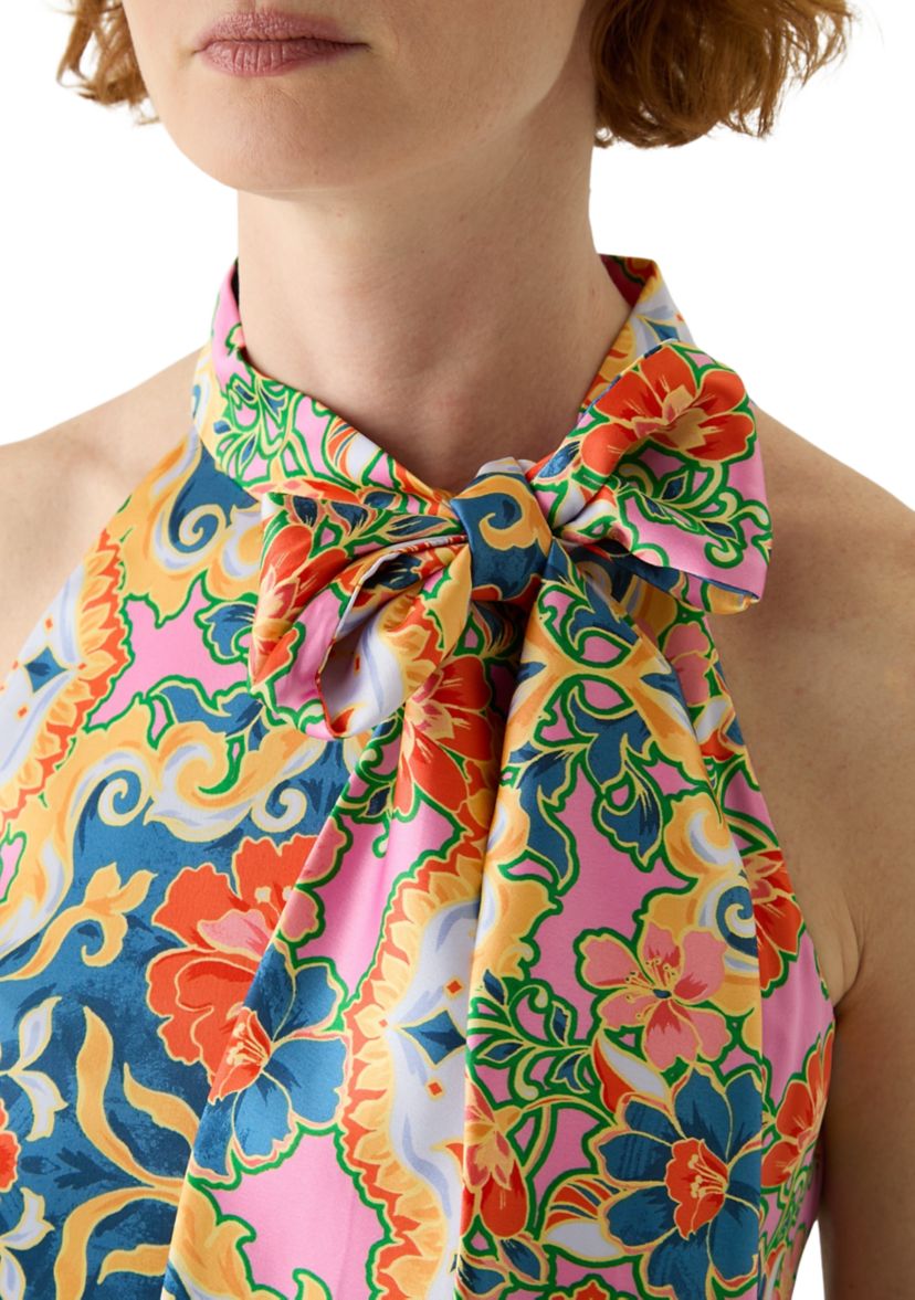 Womens Mock Neck Printed Sheath Dress