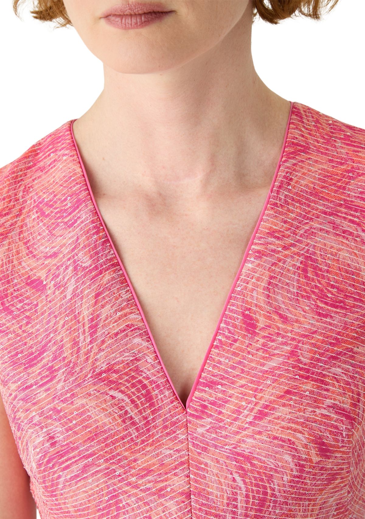 Womens V-Neck Printed Fit and Flare Dress