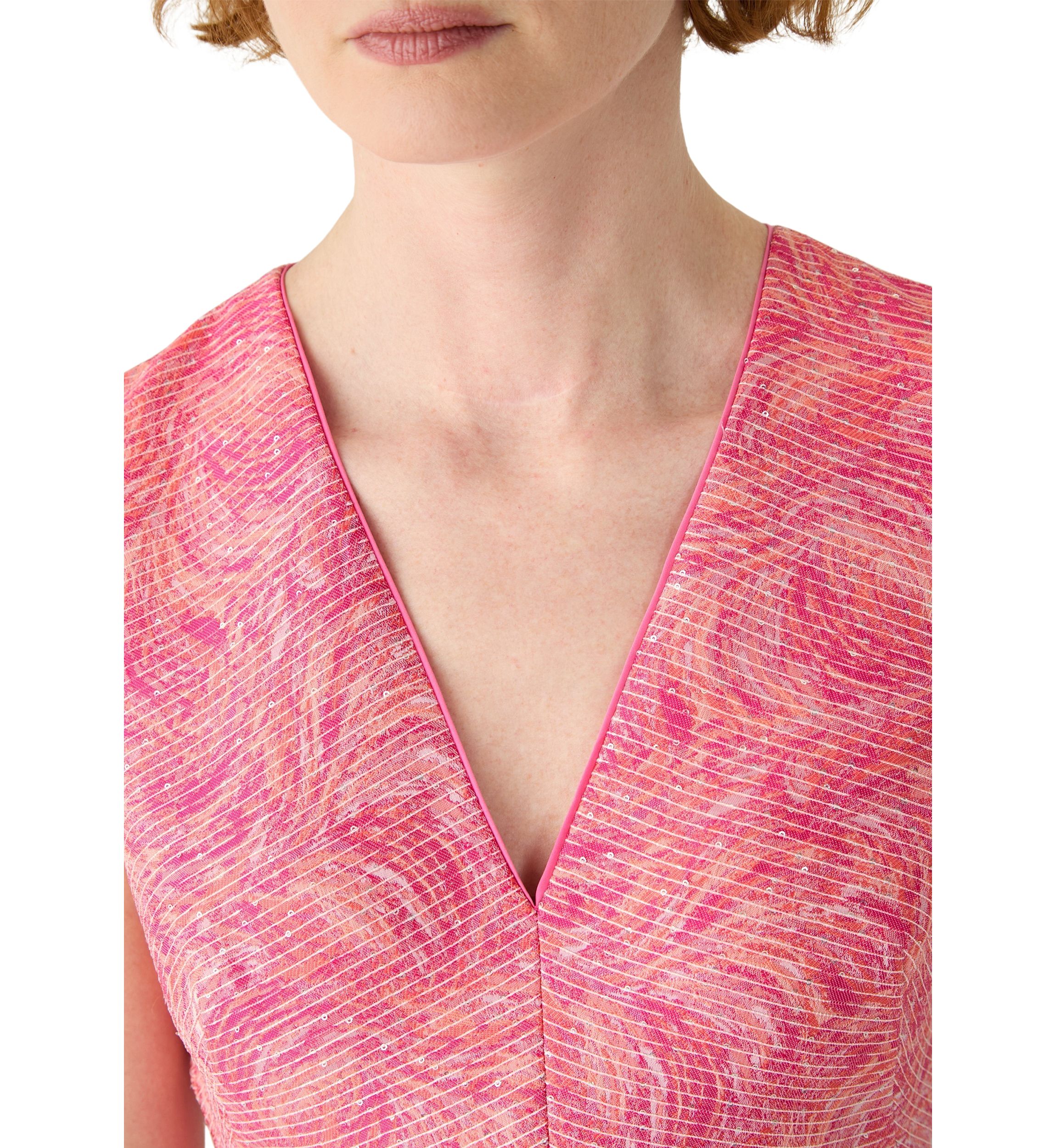 Womens V-Neck Printed Fit and Flare Dress