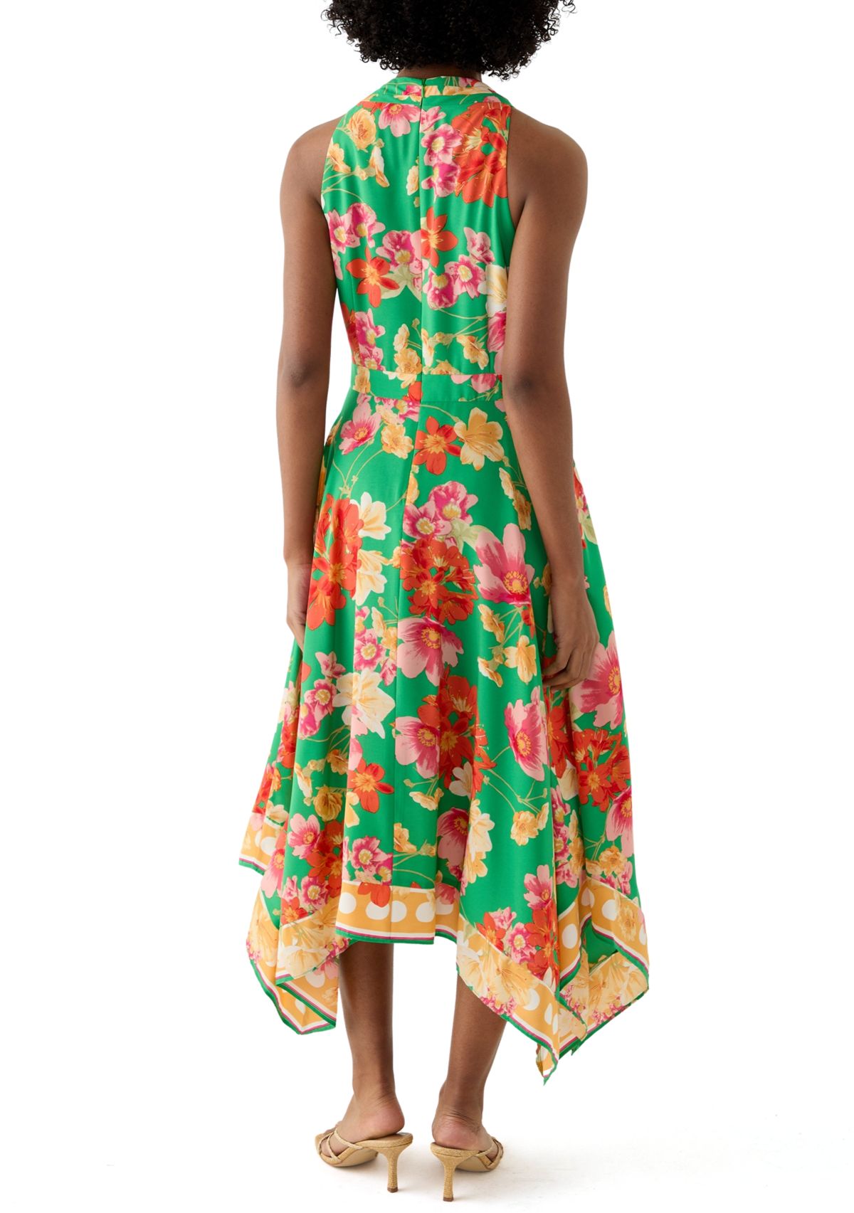 Womens Halter Floral Print Fit and Flare Dress