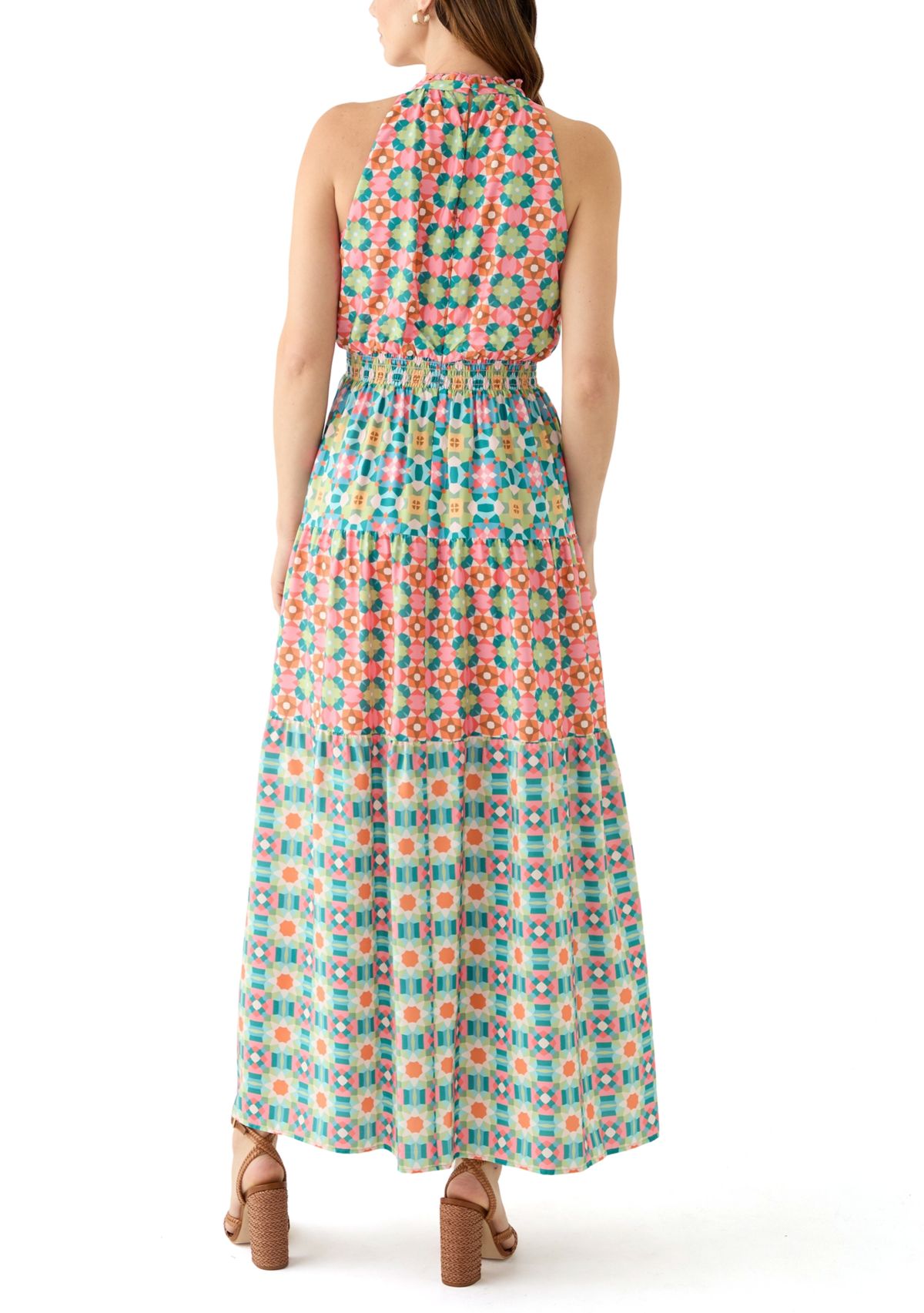 Womens Sleeveless Printed Maxi Dress