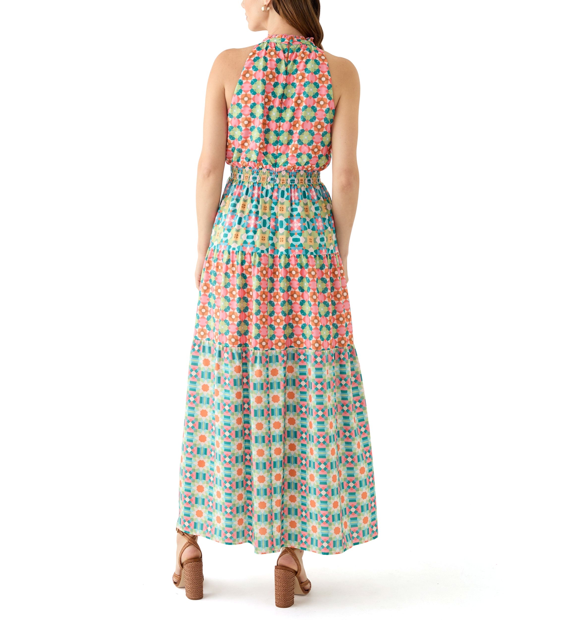 Womens Sleeveless Printed Maxi Dress
