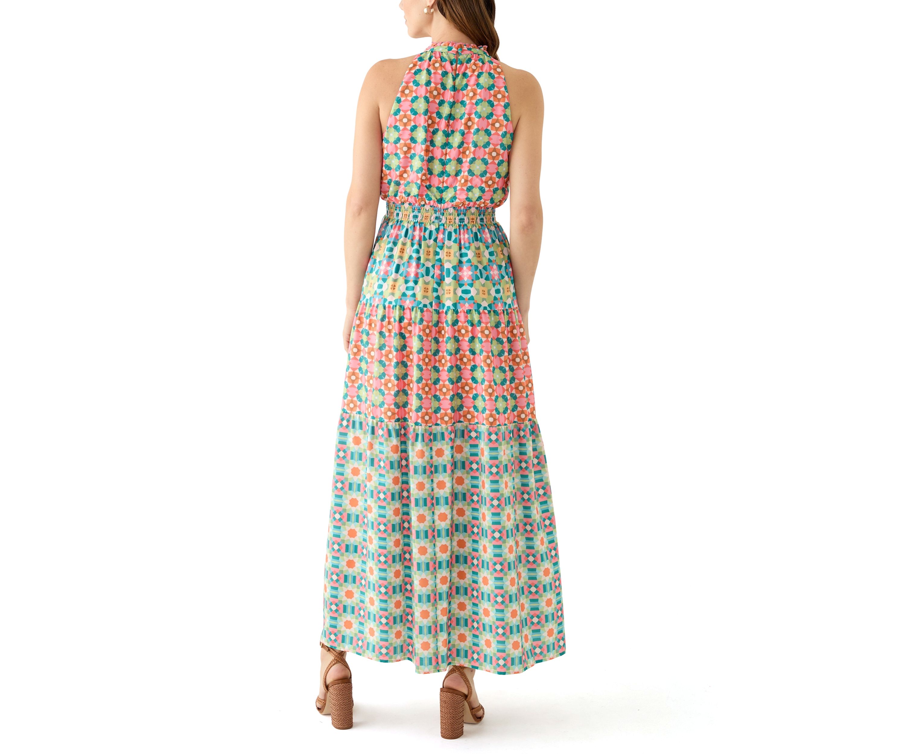 Womens Sleeveless Printed Maxi Dress