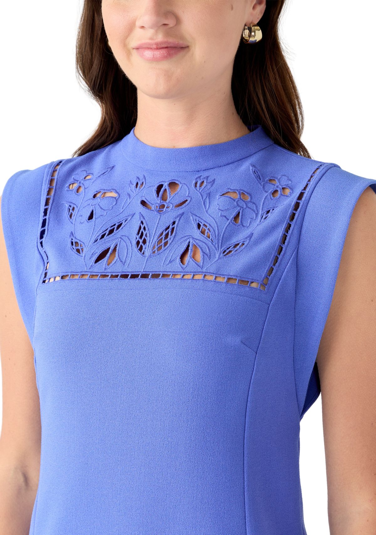 Womens Short Sleeve Floral Cutout Mini Dress