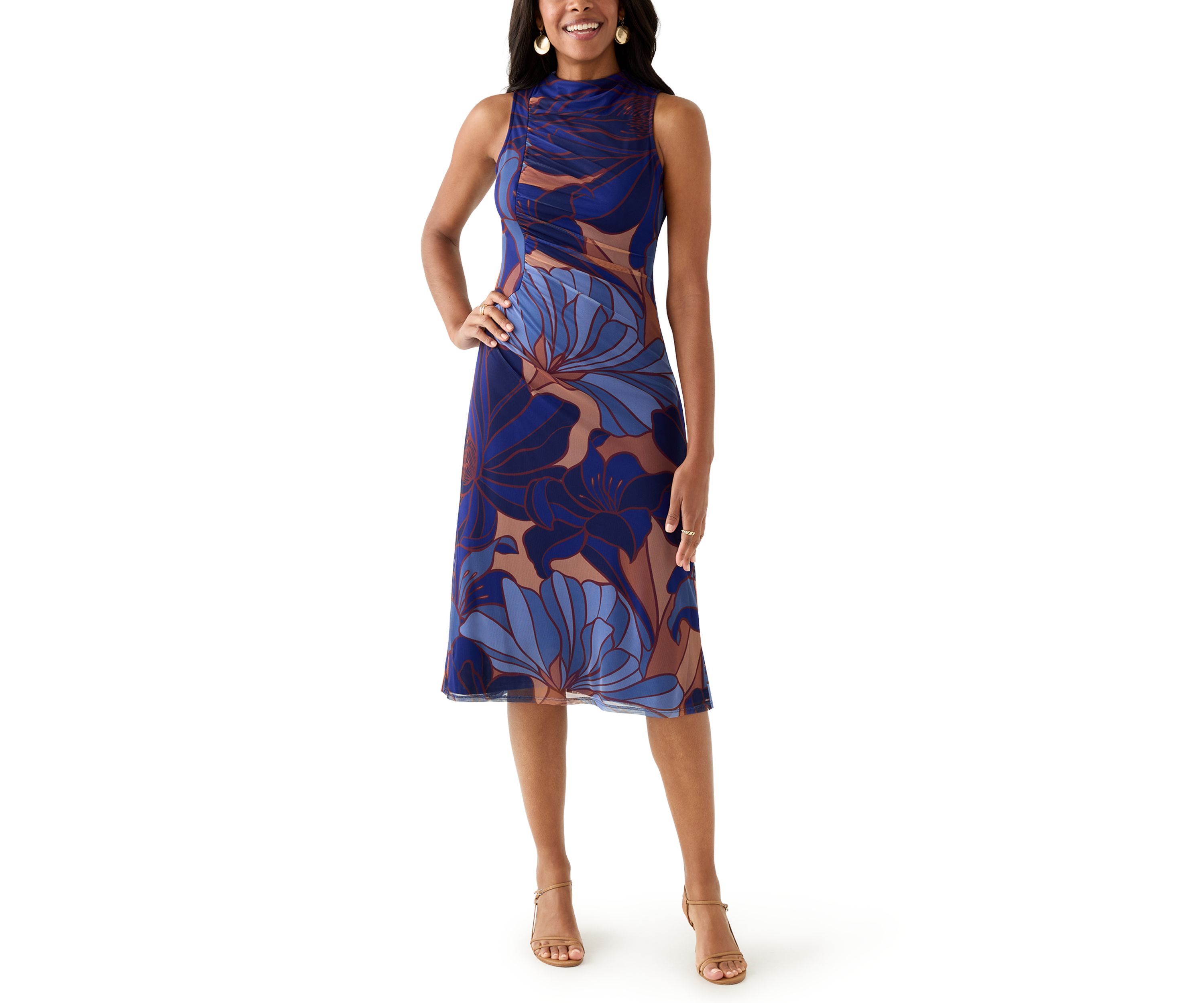  Womens Sleeveless Sheath Midi Dress 